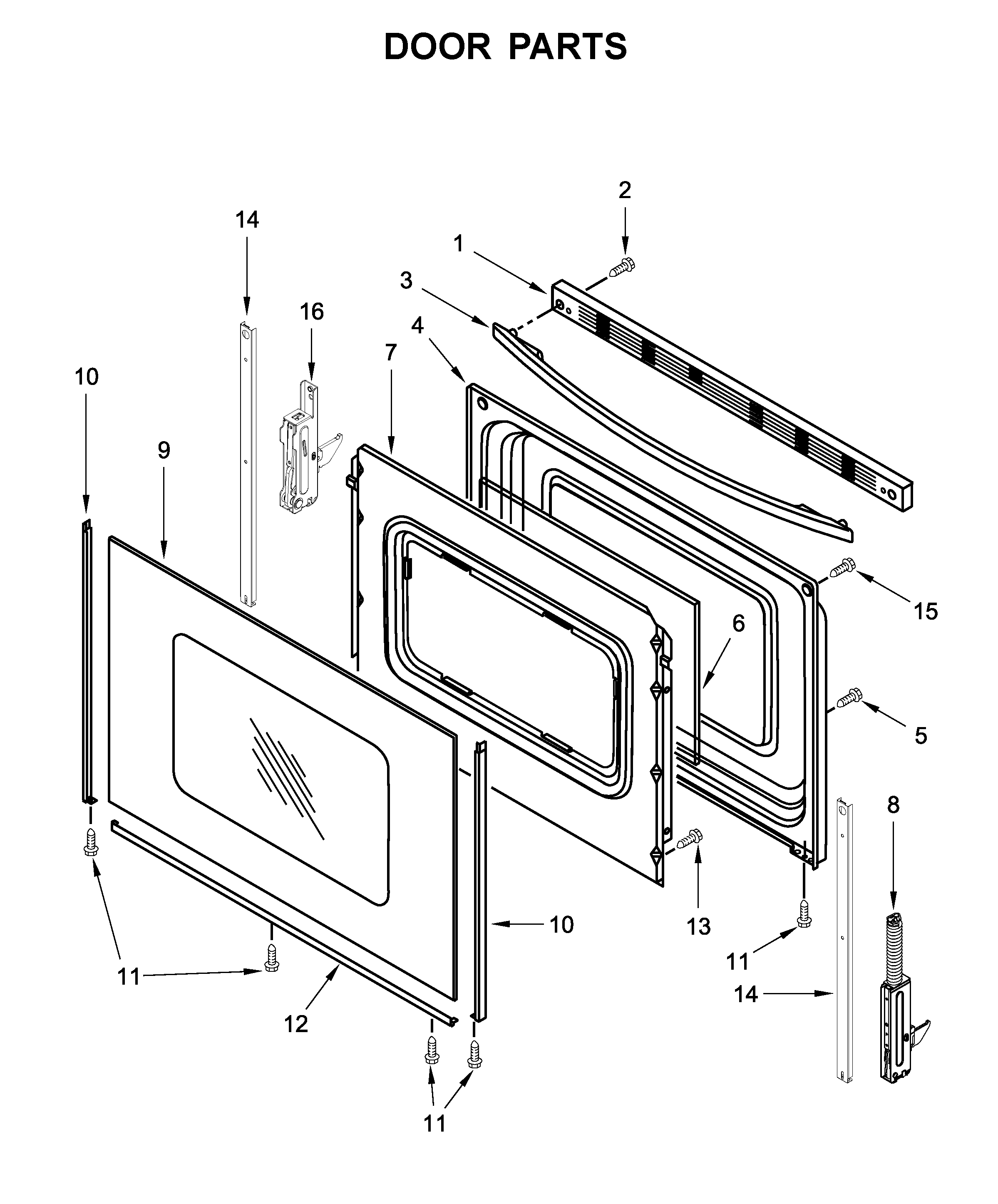 Whirlpool WFE320M0EB2 door parts diagram