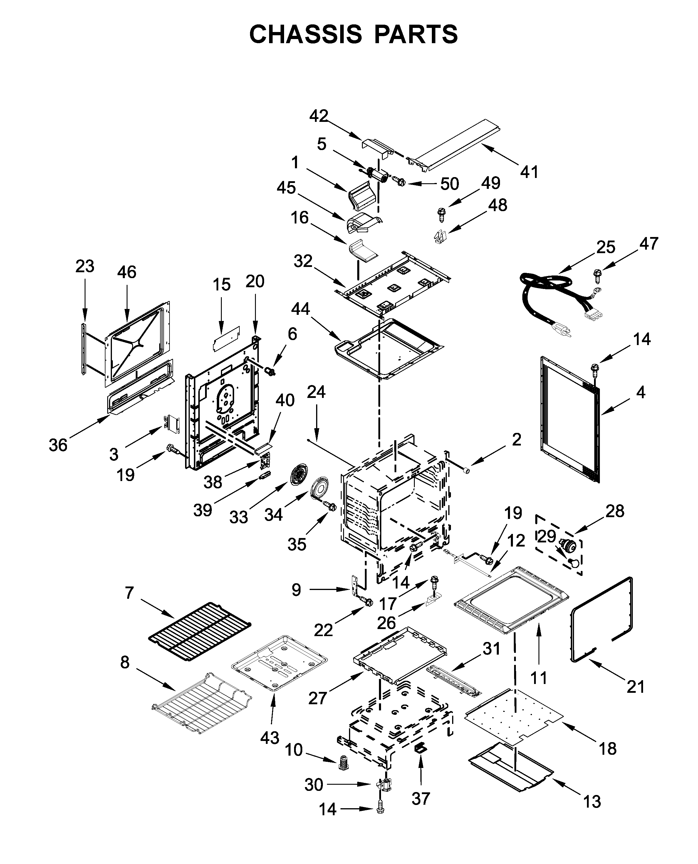 Whirlpool WEG745H0FH0 chassis parts diagram