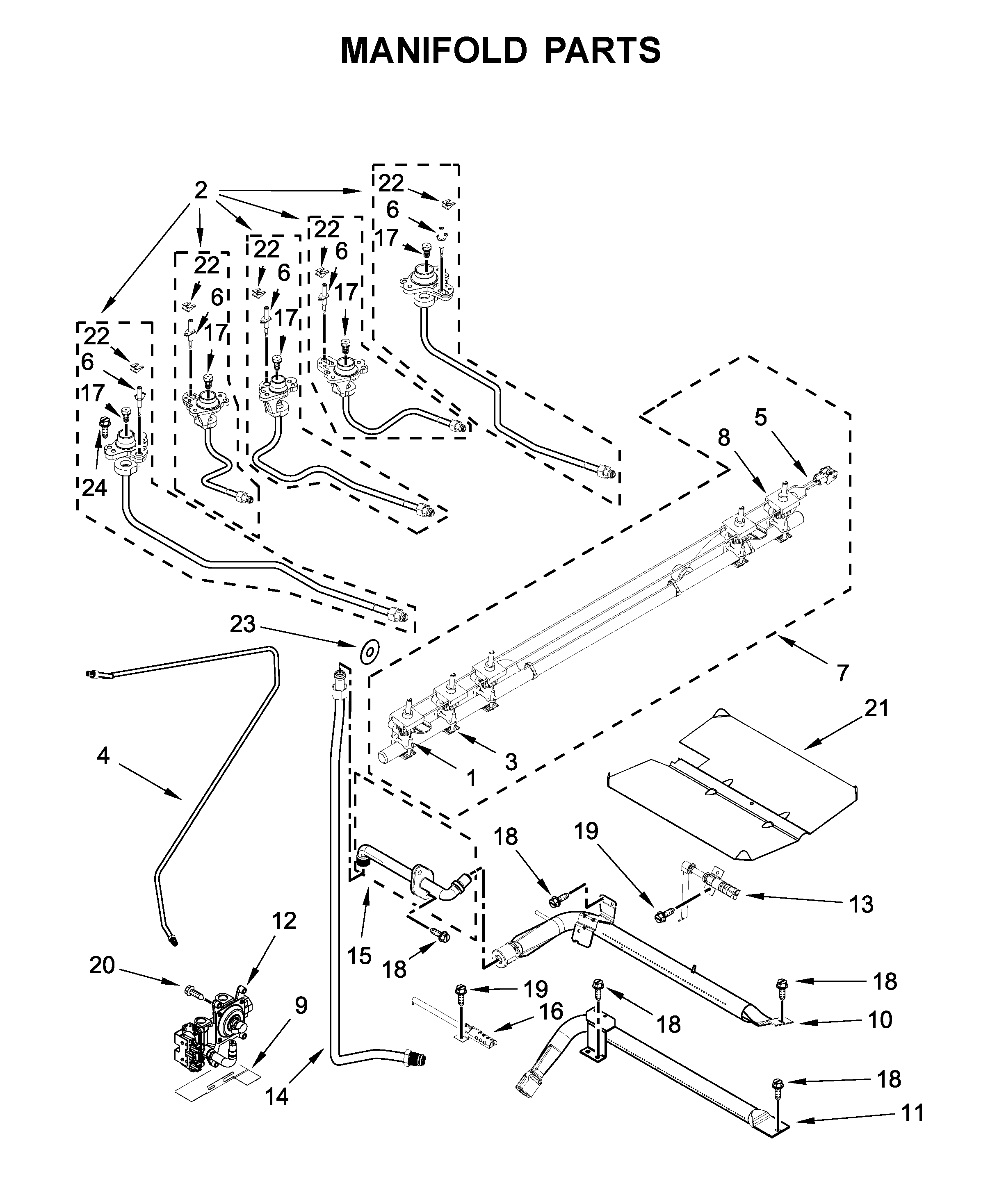Whirlpool WEG745H0FH0 manifold parts diagram
