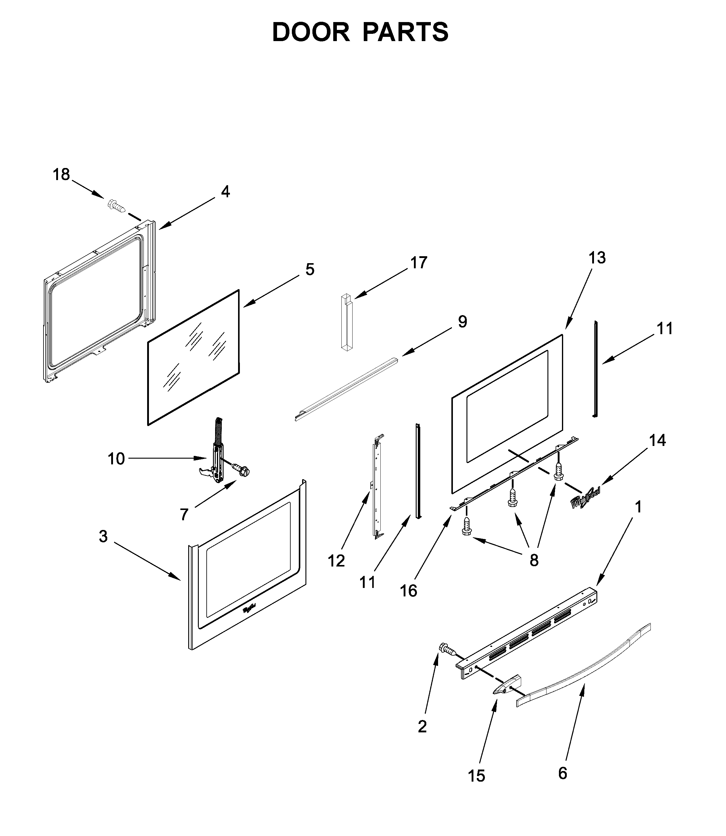 Whirlpool WEG745H0FH0 door parts diagram