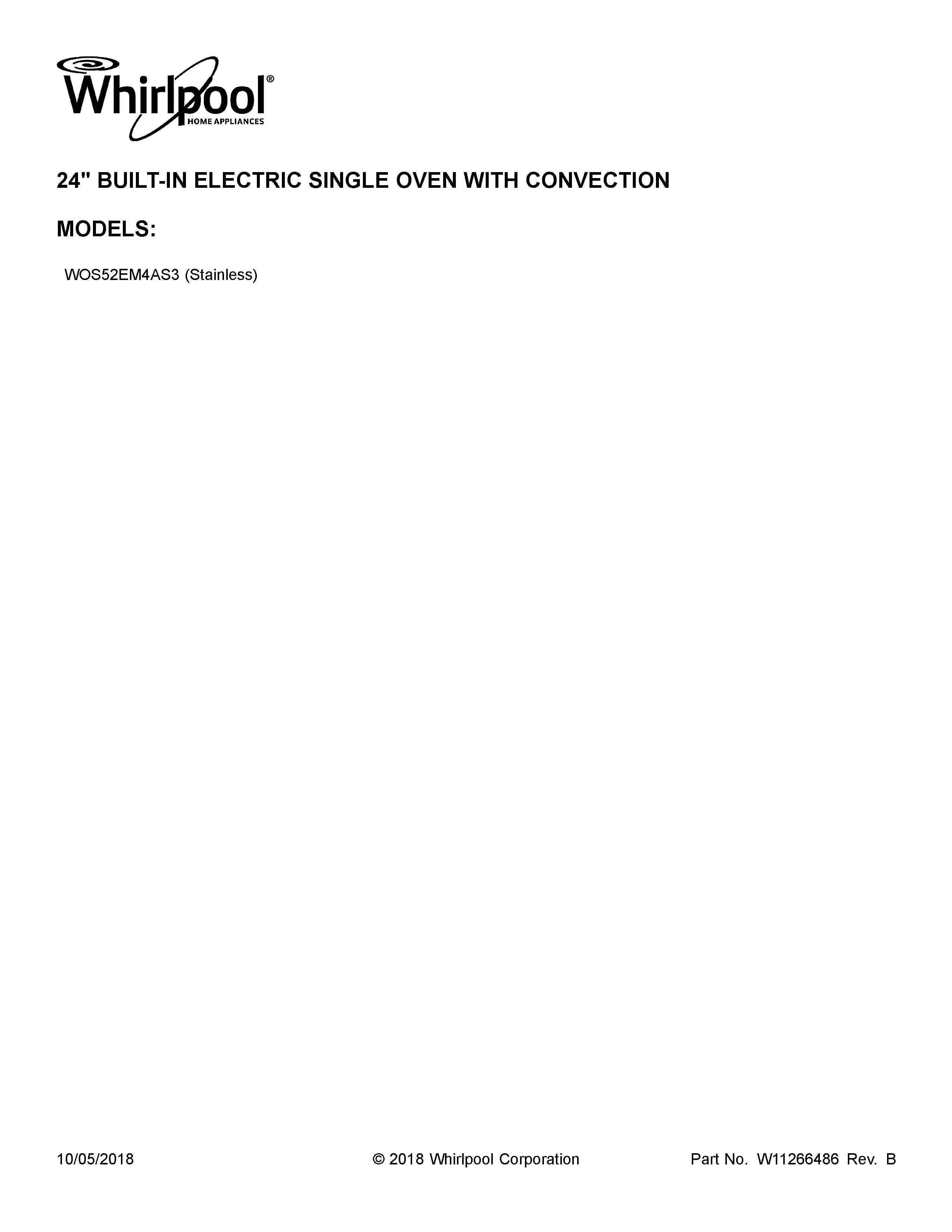Whirlpool WOS52EM4AS3 cover sheet diagram