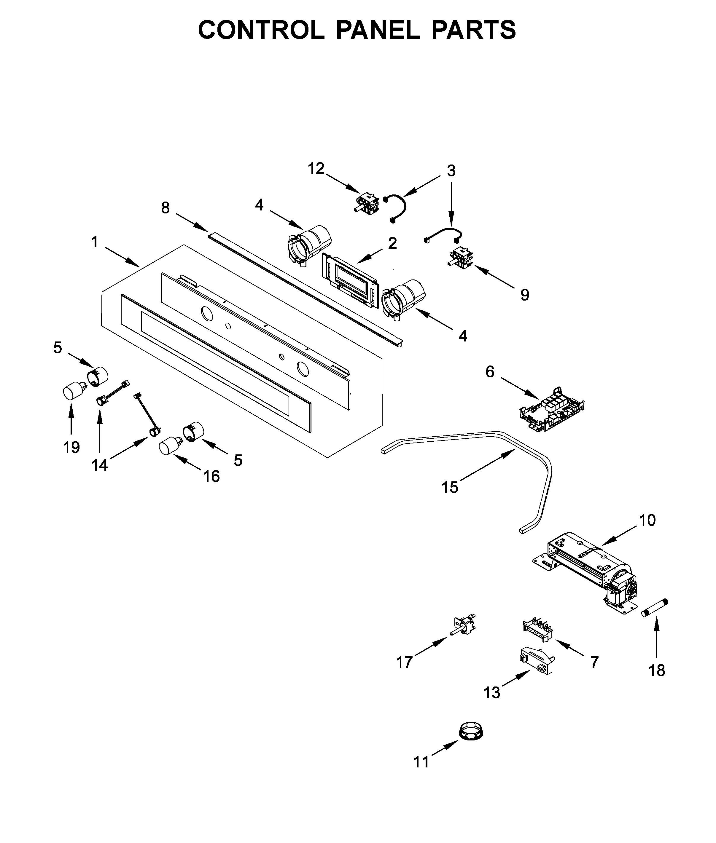 Whirlpool WOS52EM4AS3 control panel parts diagram