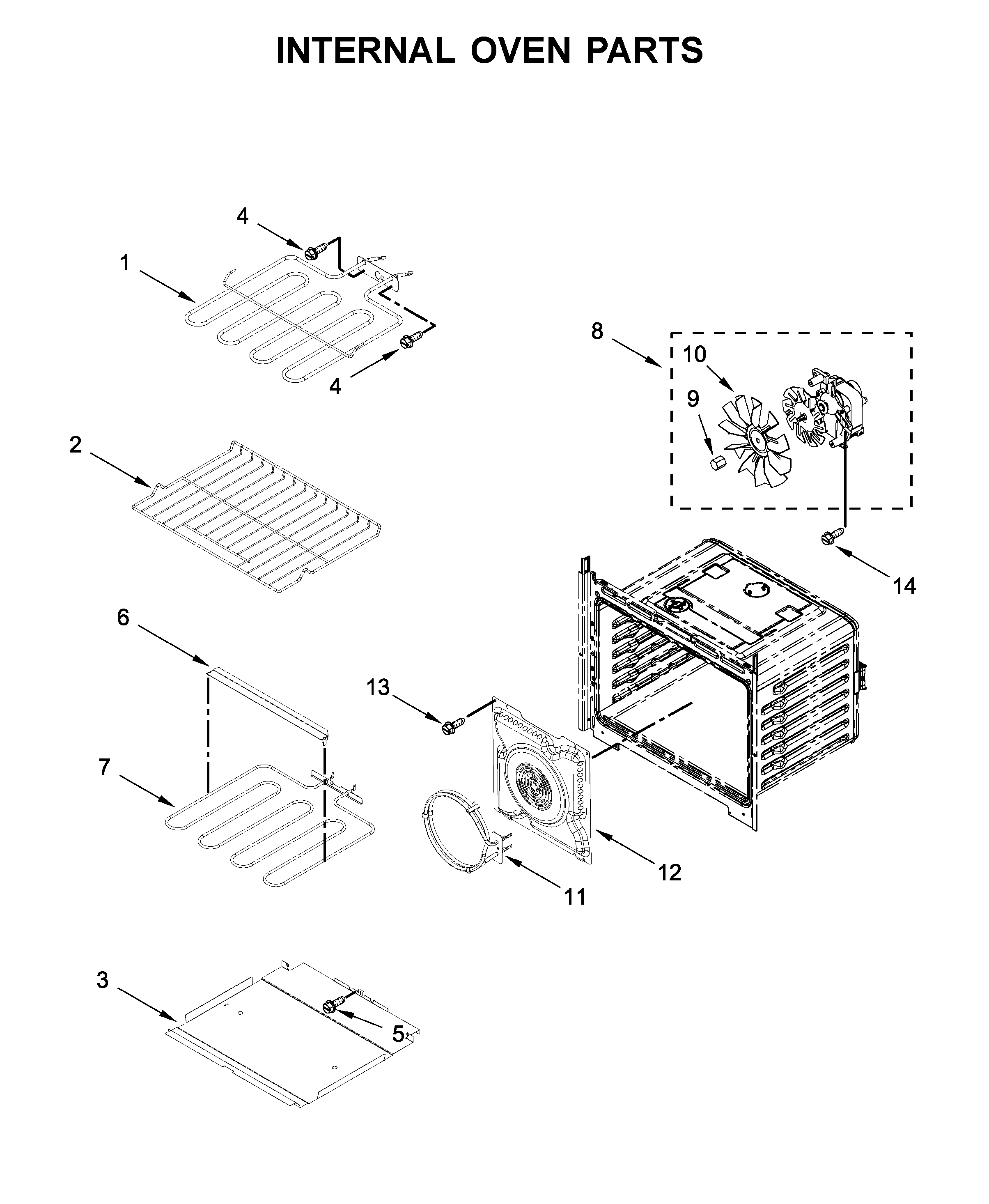 Whirlpool WOD77EC7HV01 internal oven parts diagram