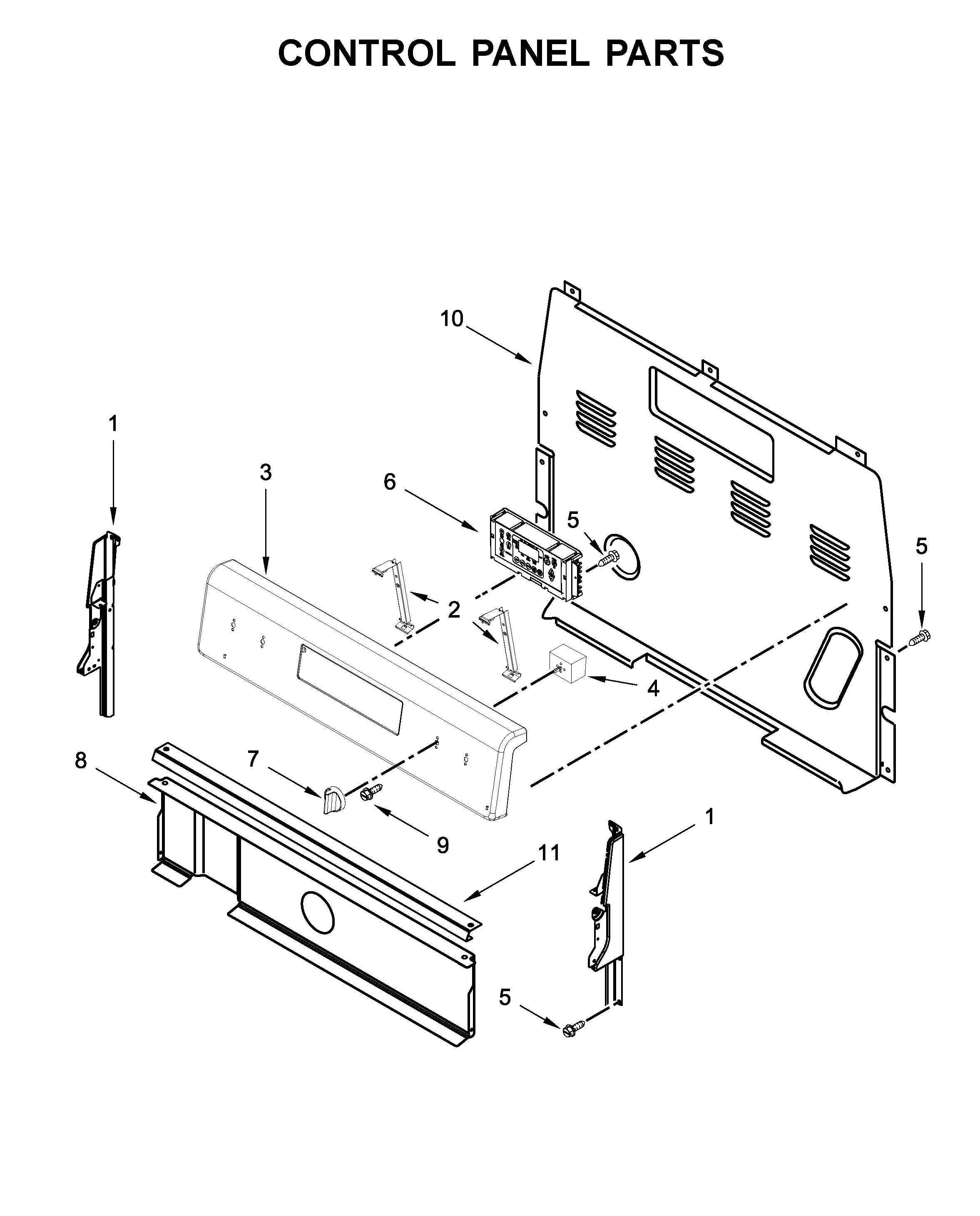 Whirlpool WFE505W0HB1 control panel parts diagram