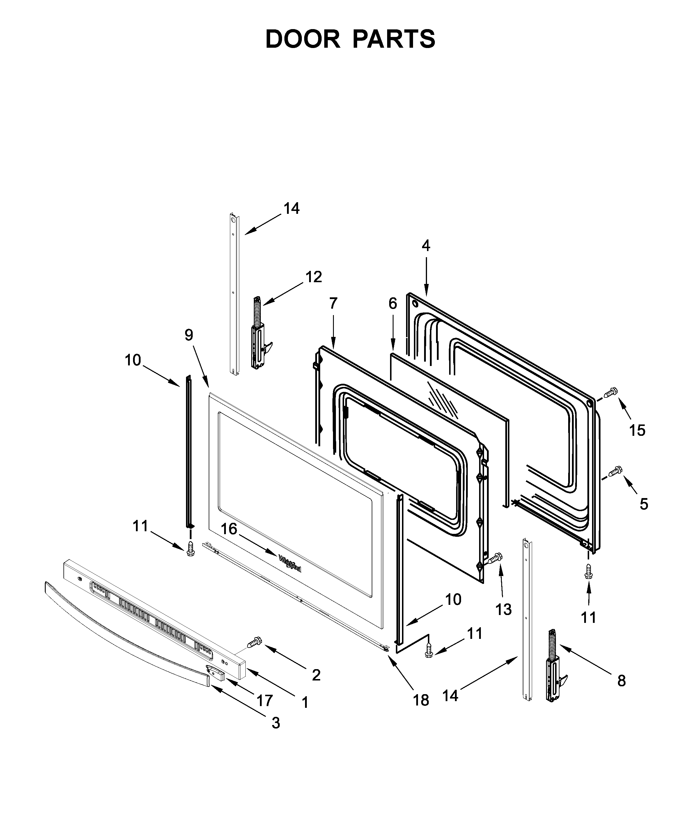 Whirlpool WFE505W0HB1 door parts diagram