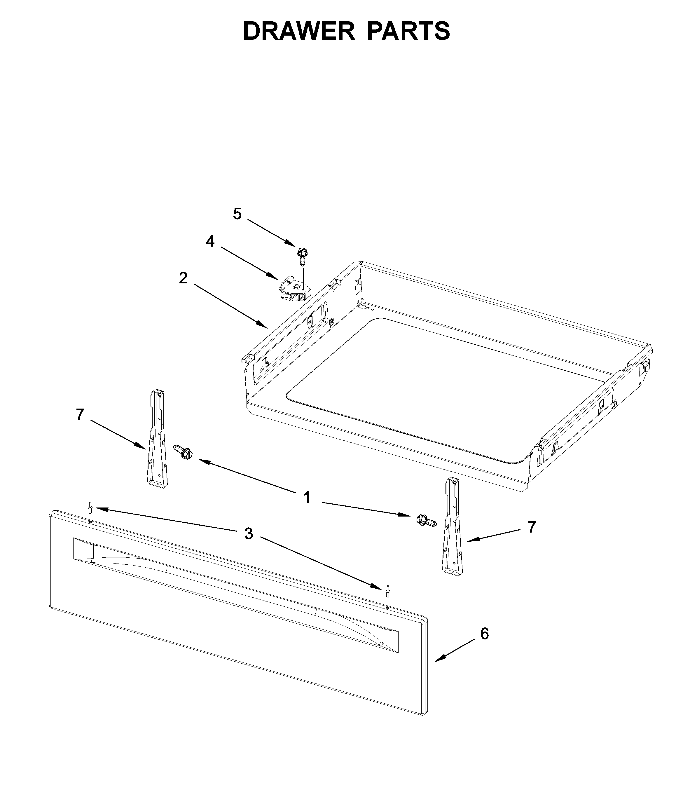 Whirlpool WFE505W0HB1 drawer parts diagram