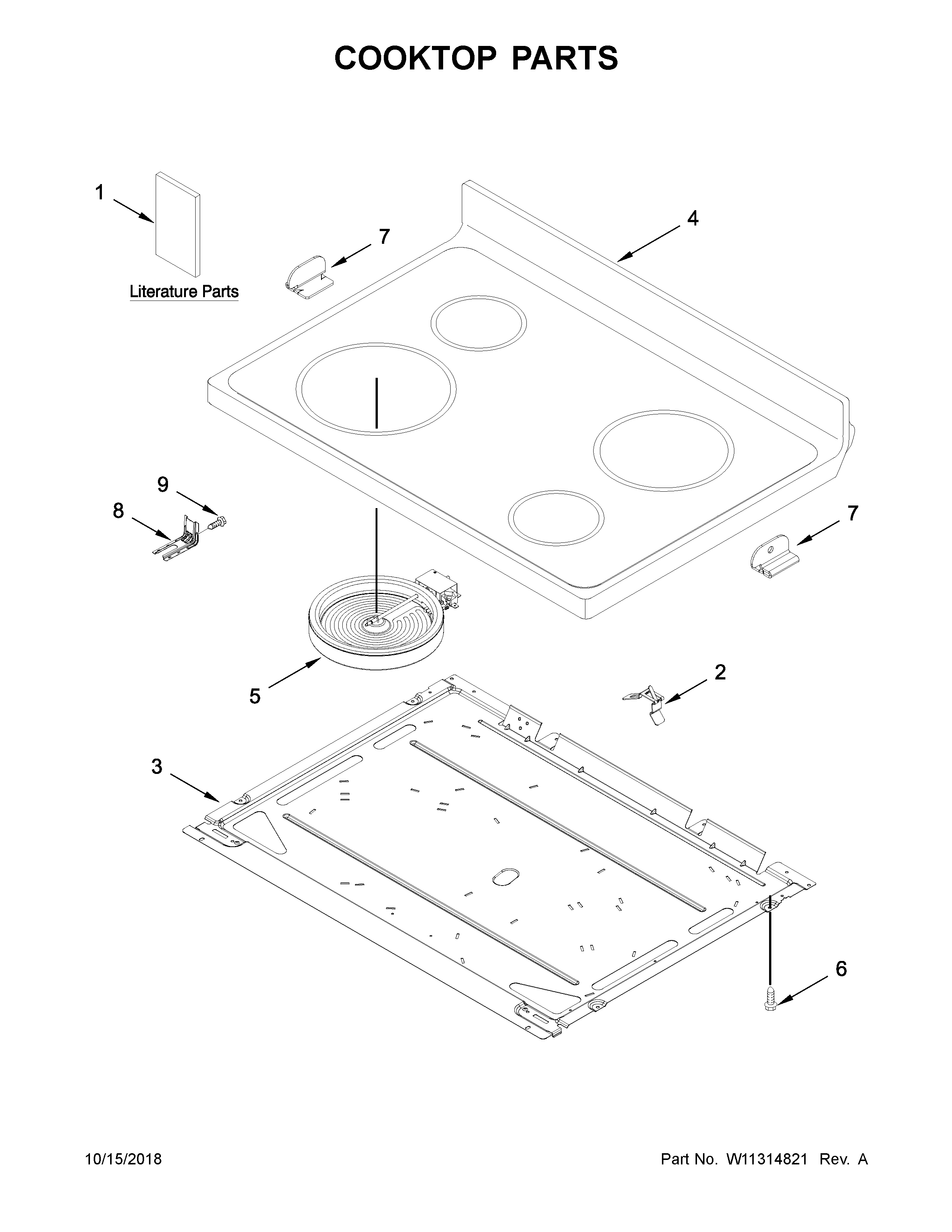Amana AER6303MFB2 cooktop parts diagram