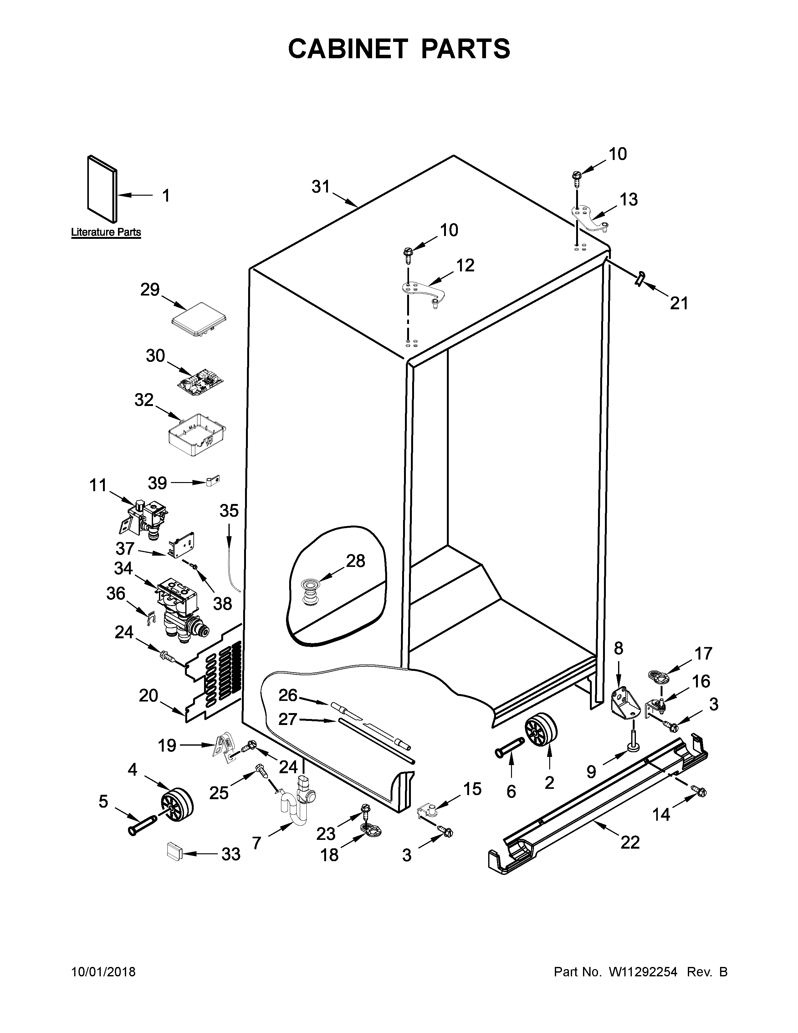 Whirlpool WRS571CIHZ01 cabinet parts diagram