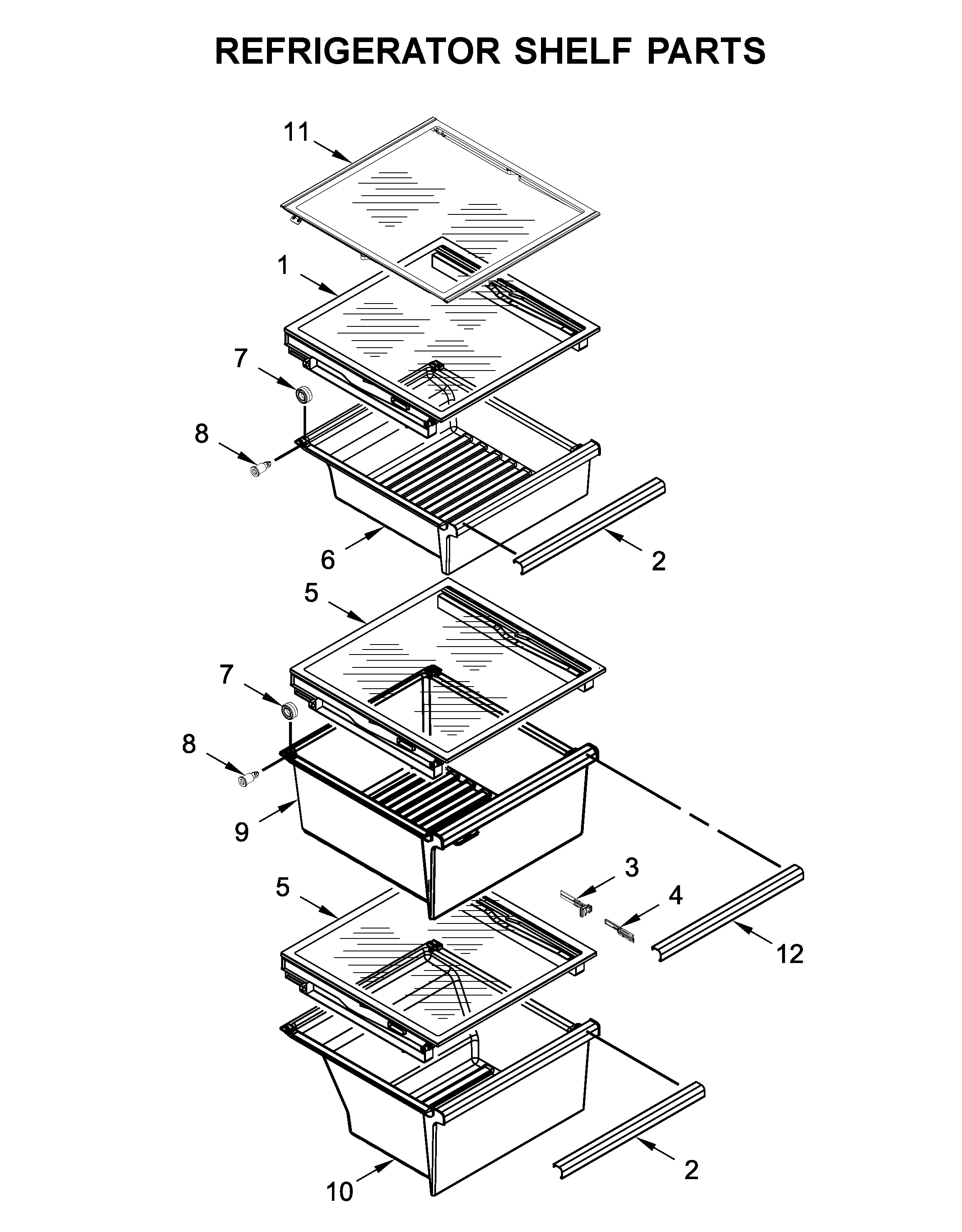 Whirlpool WRS571CIHZ01 refrigerator shelf parts diagram