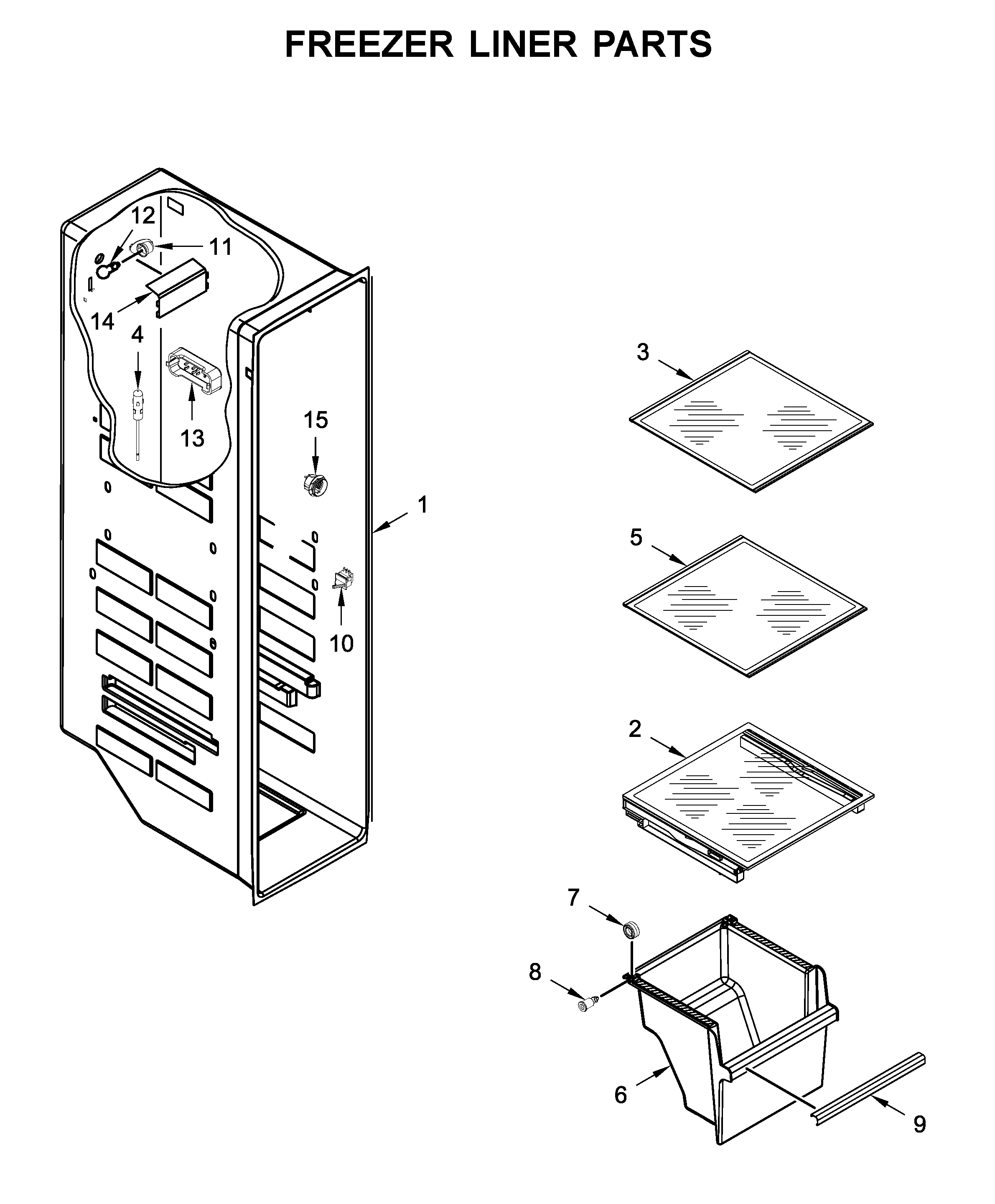 Whirlpool WRS571CIHZ01 freezer liner parts diagram