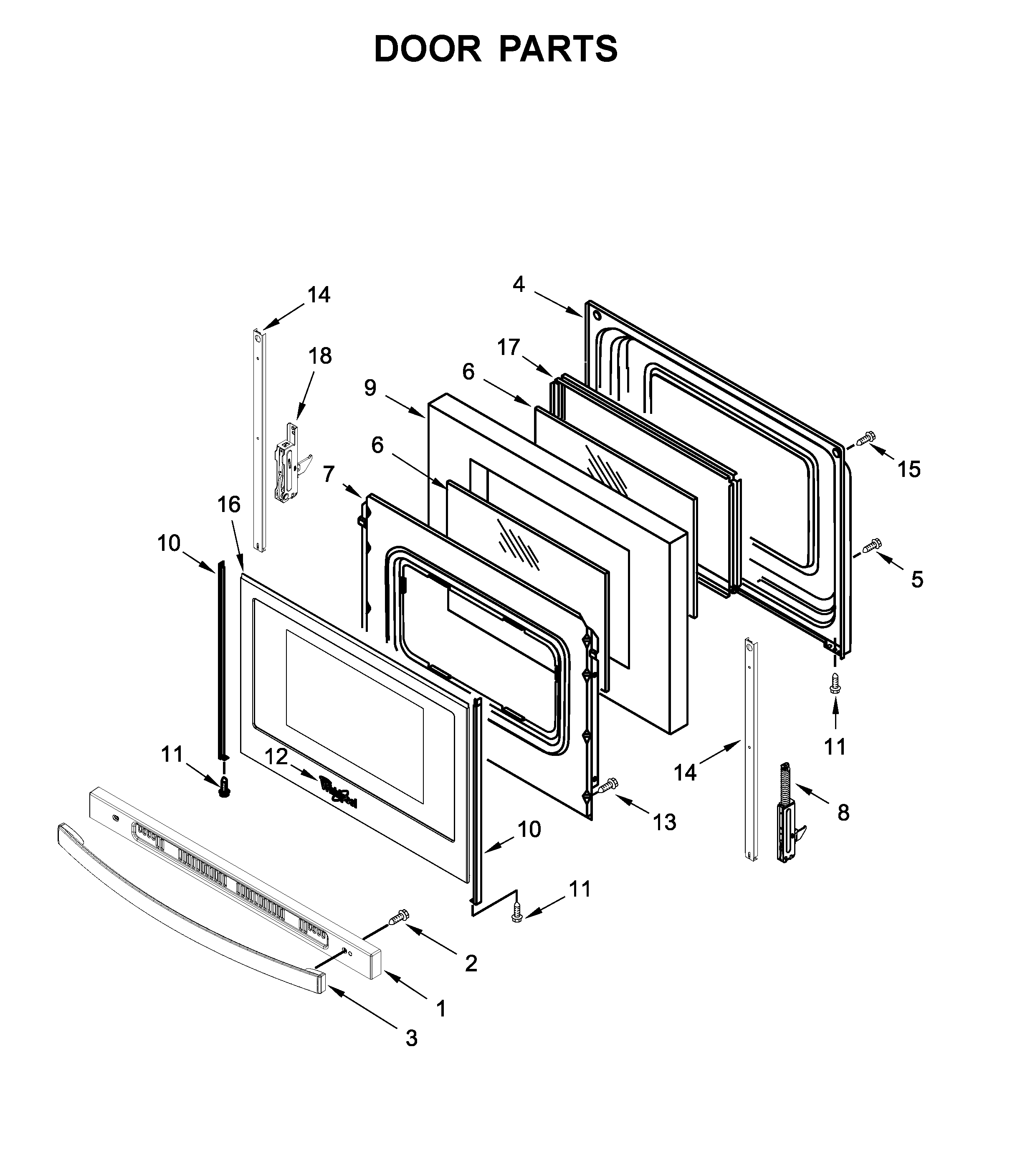 Whirlpool WFE510S0HS1 door parts diagram