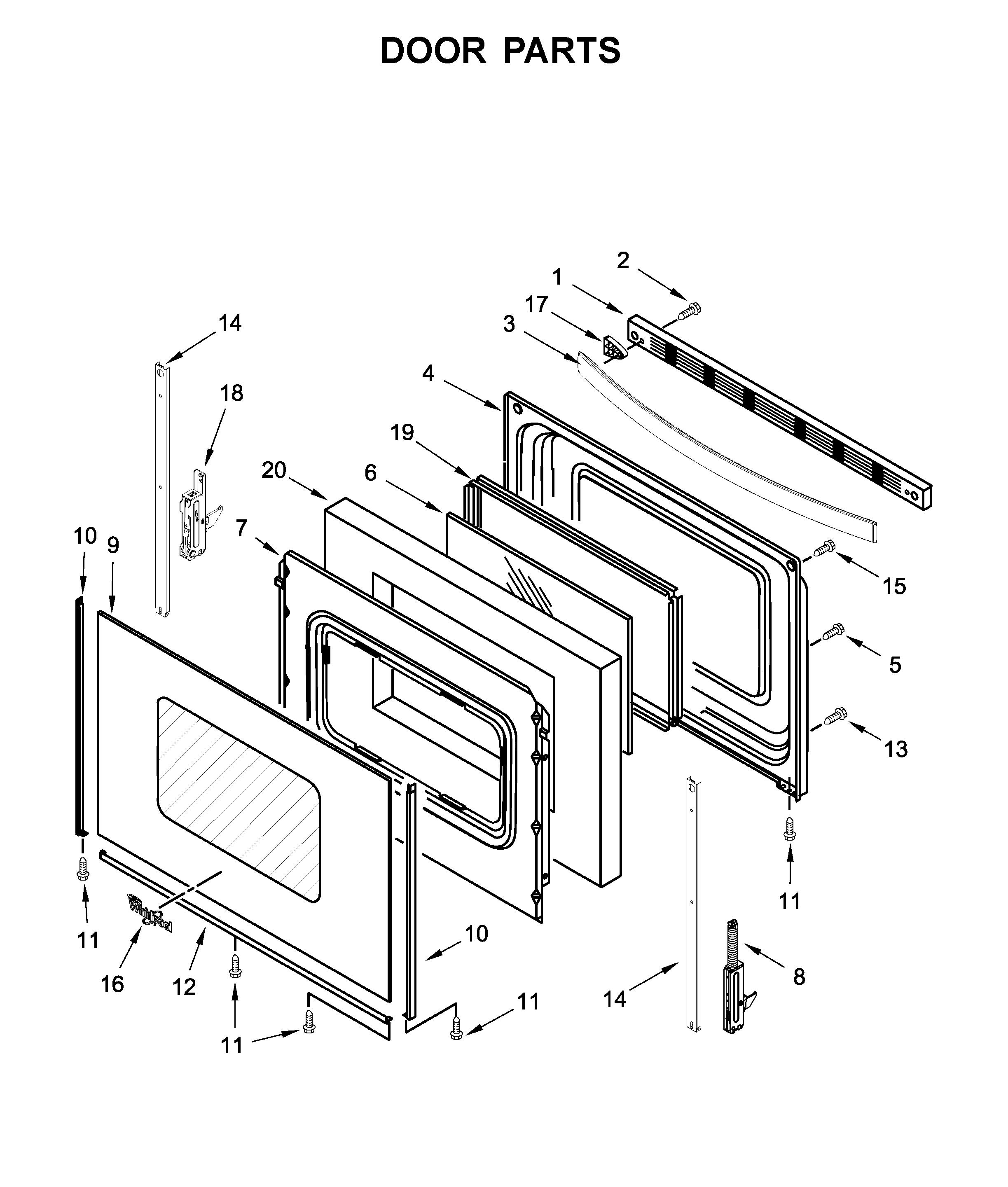 Whirlpool WFE525S0HT1 door parts diagram