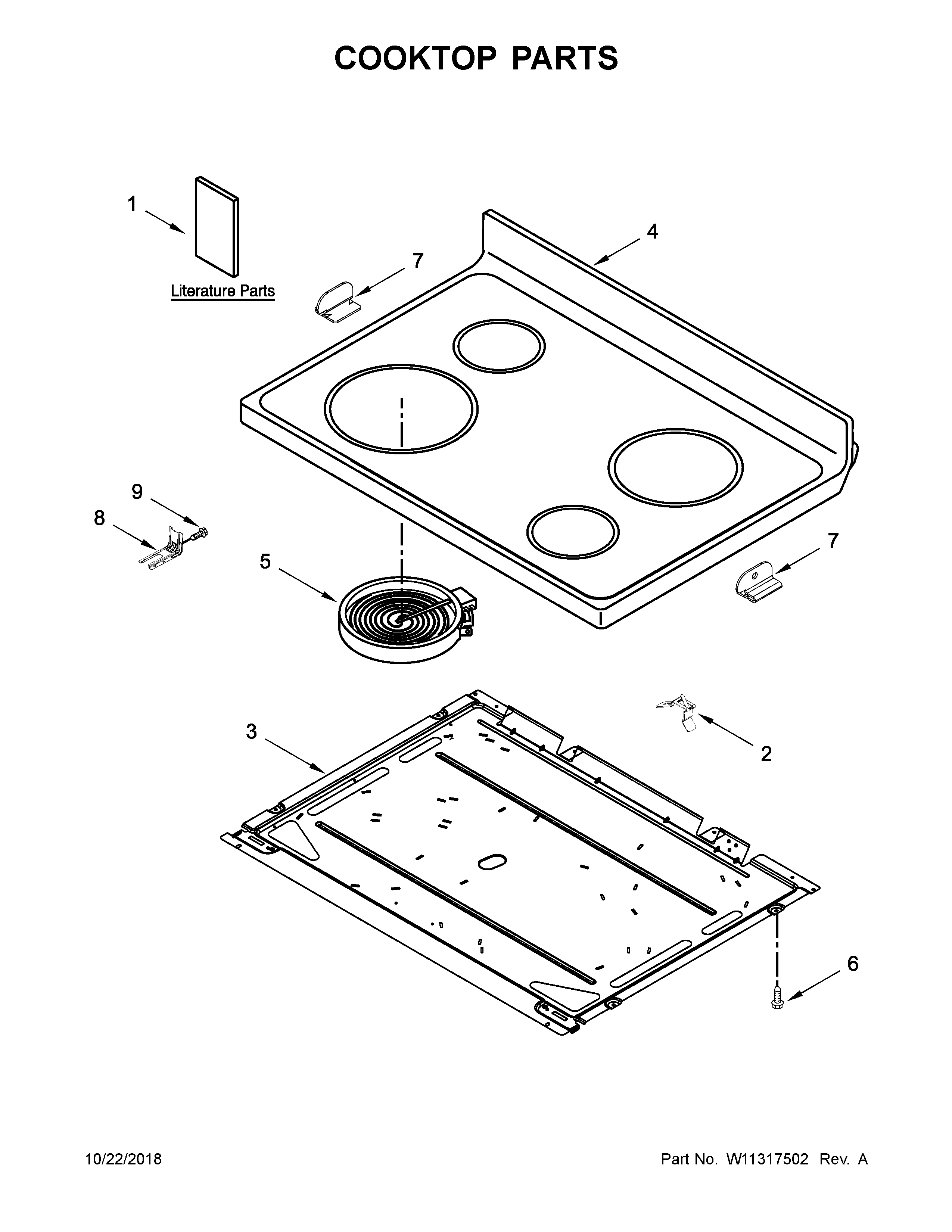 Amana AER6603SFB2 cooktop parts diagram