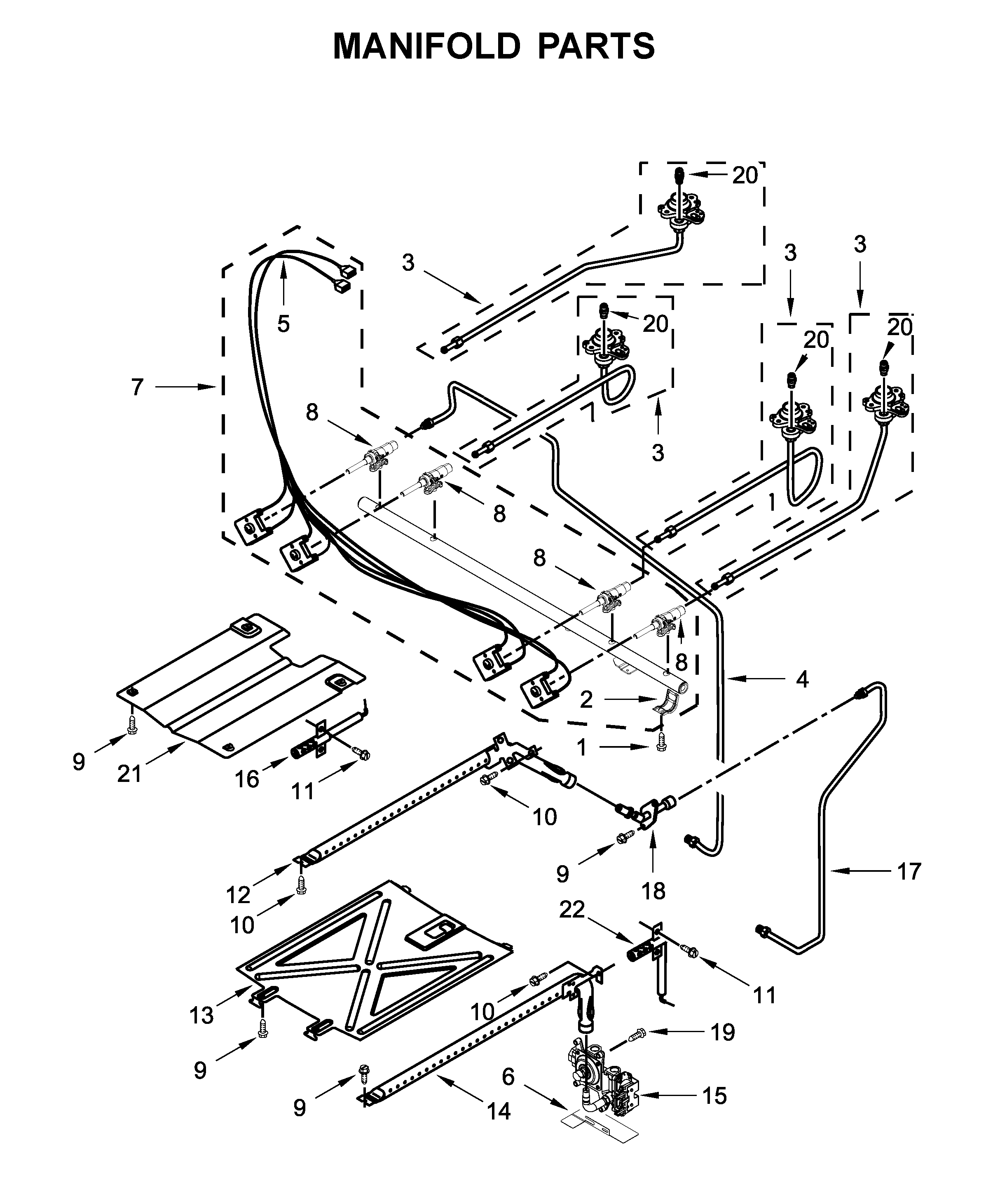 Amana AGR6603SFS2 manifold parts diagram