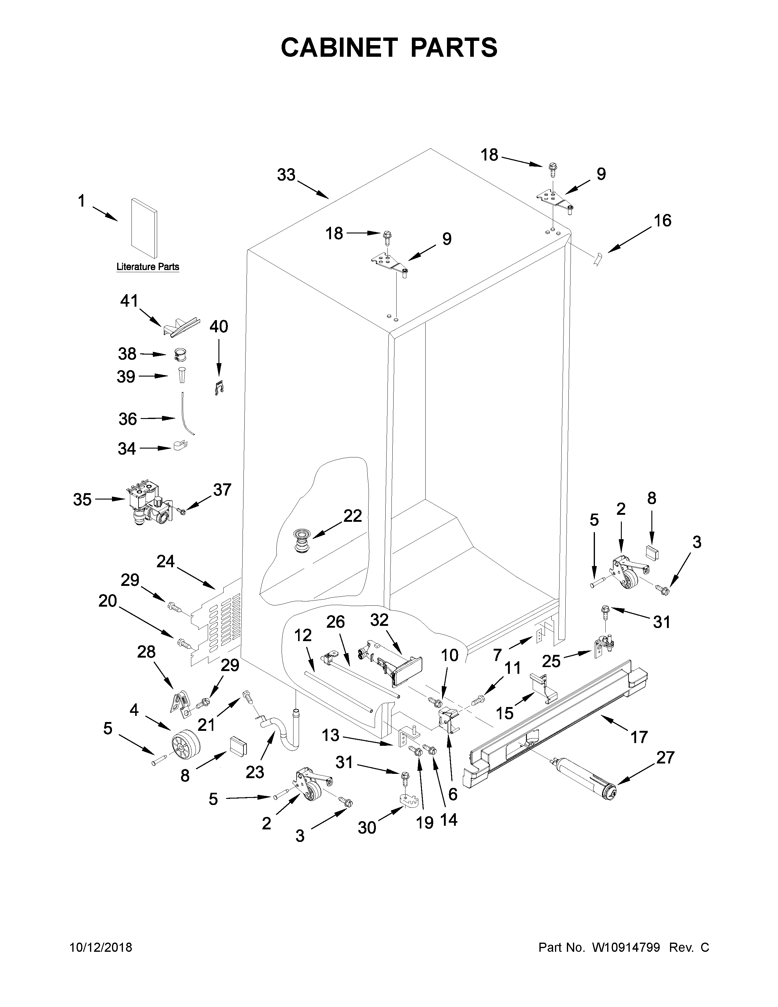 Whirlpool WRS335FDDB01 cabinet parts diagram