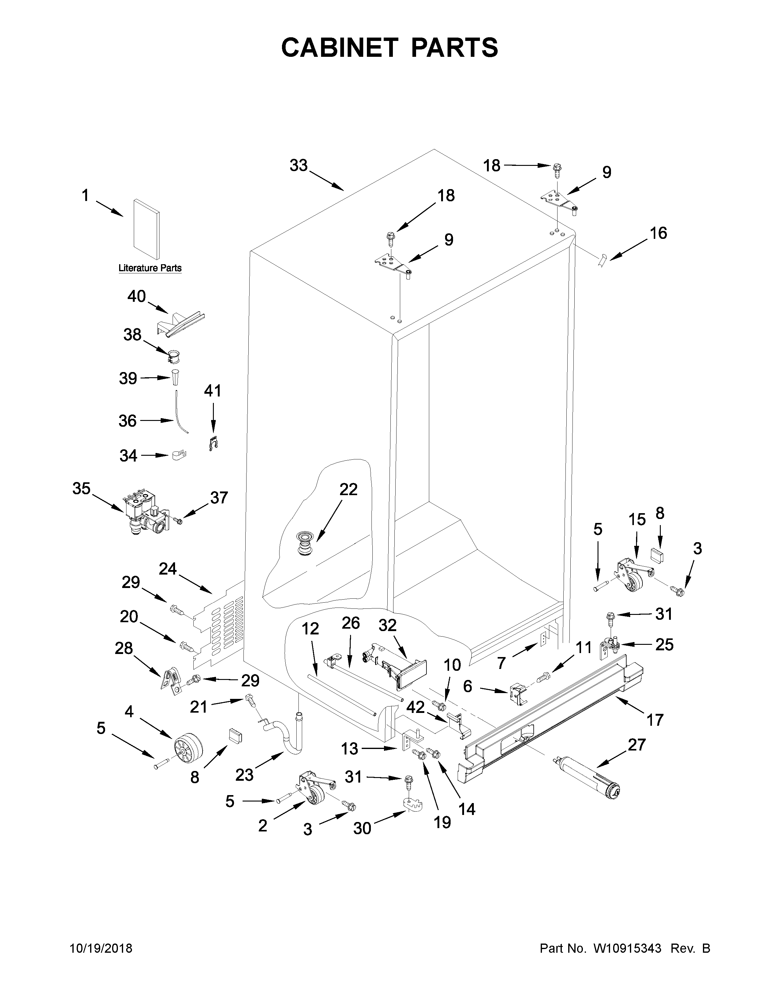 Whirlpool WRS335FDDB02 cabinet parts diagram