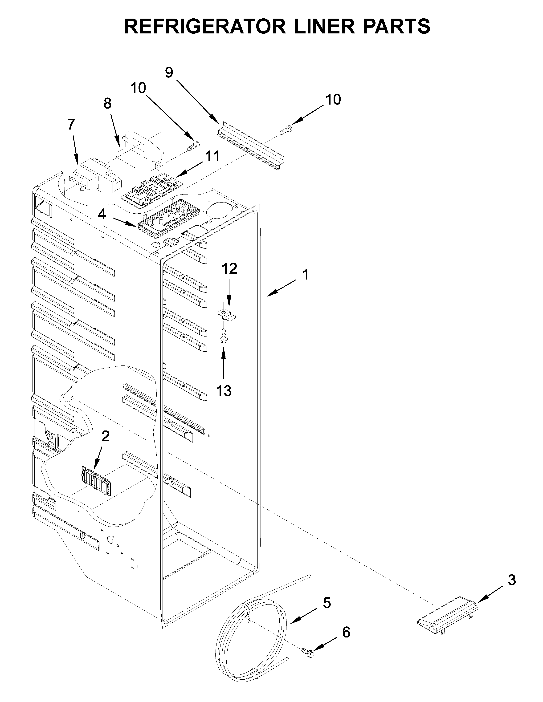 Whirlpool WRS335FDDB02 refrigerator liner parts diagram