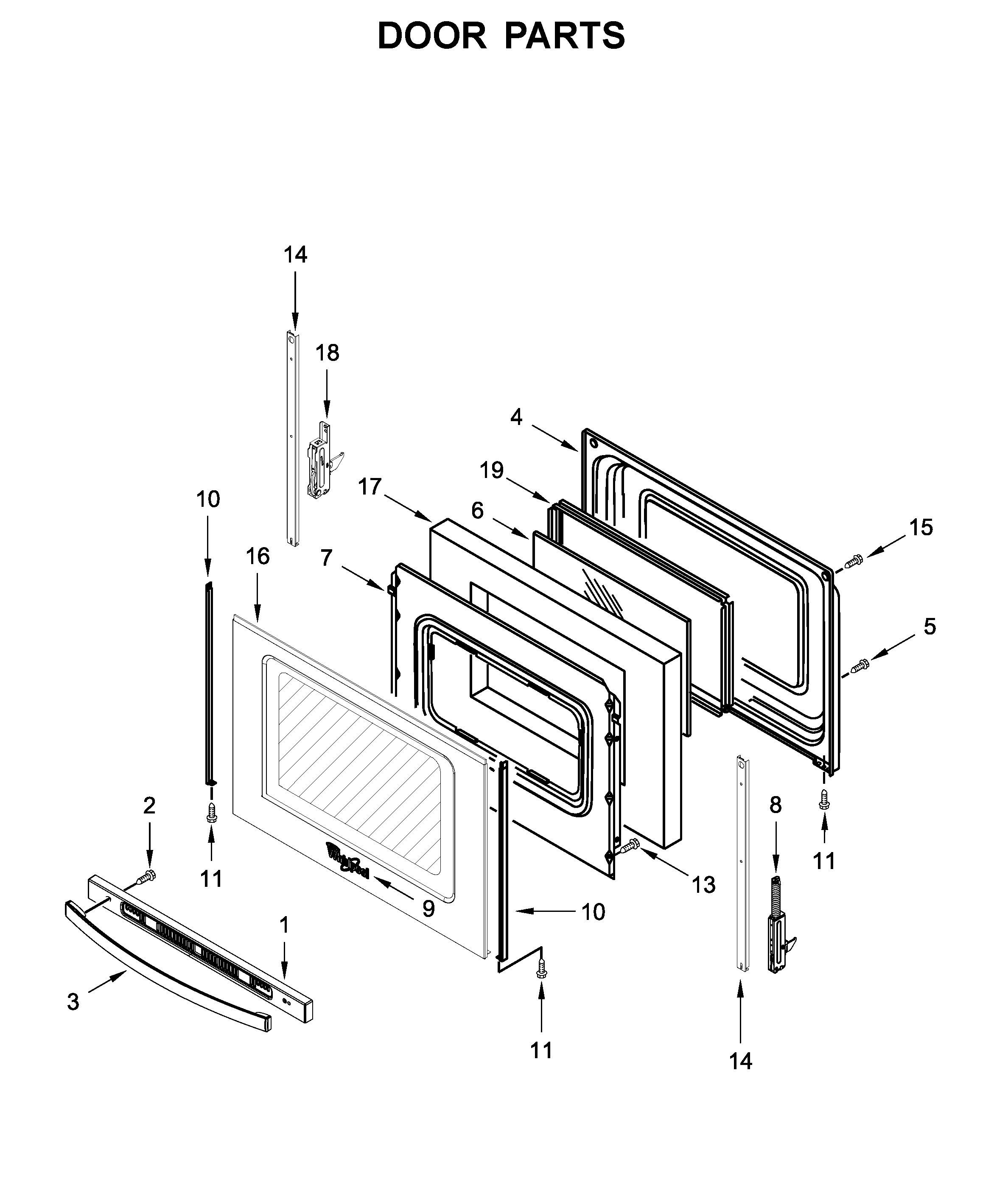 Whirlpool WFE525S0HS0 door parts diagram