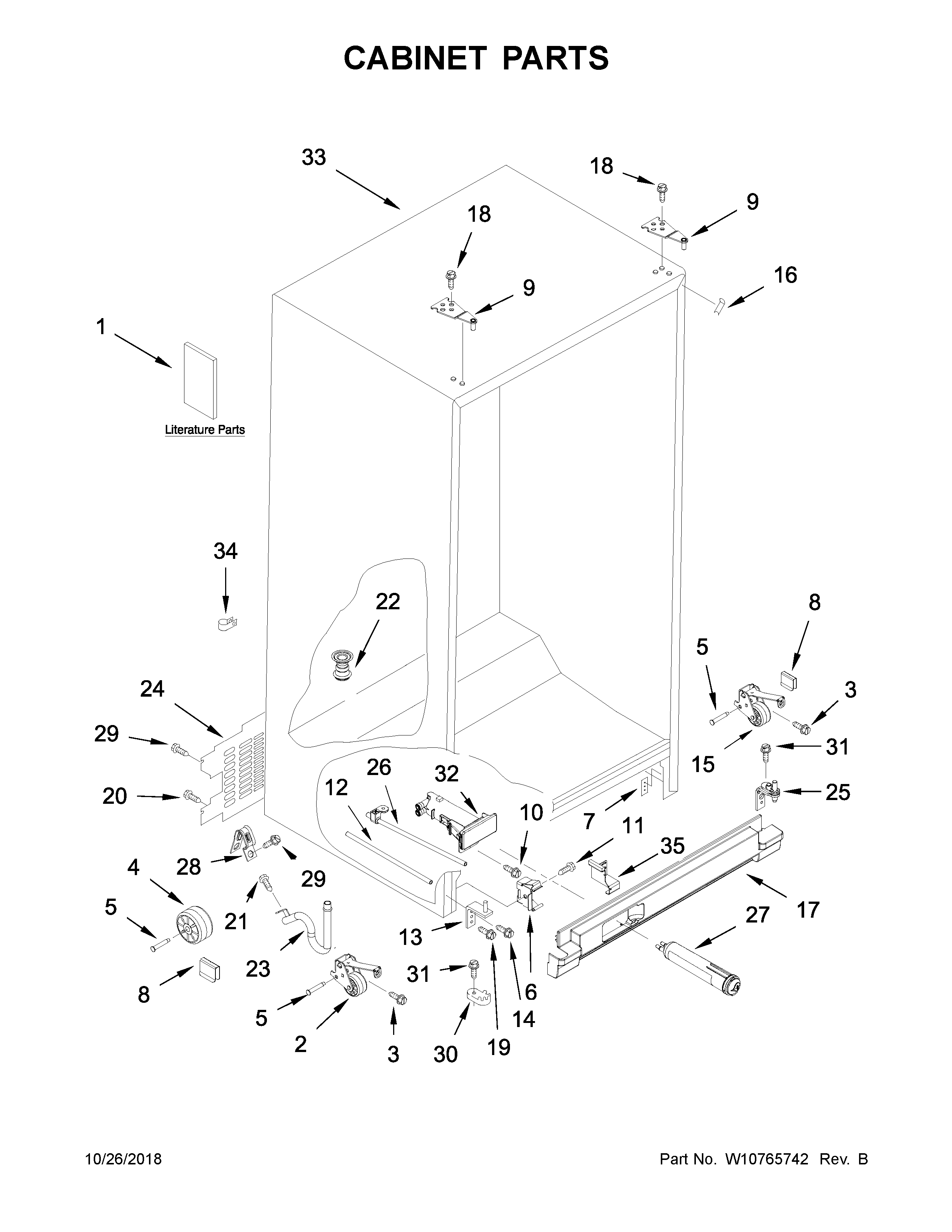 Whirlpool WRS335FDDW00 cabinet parts diagram