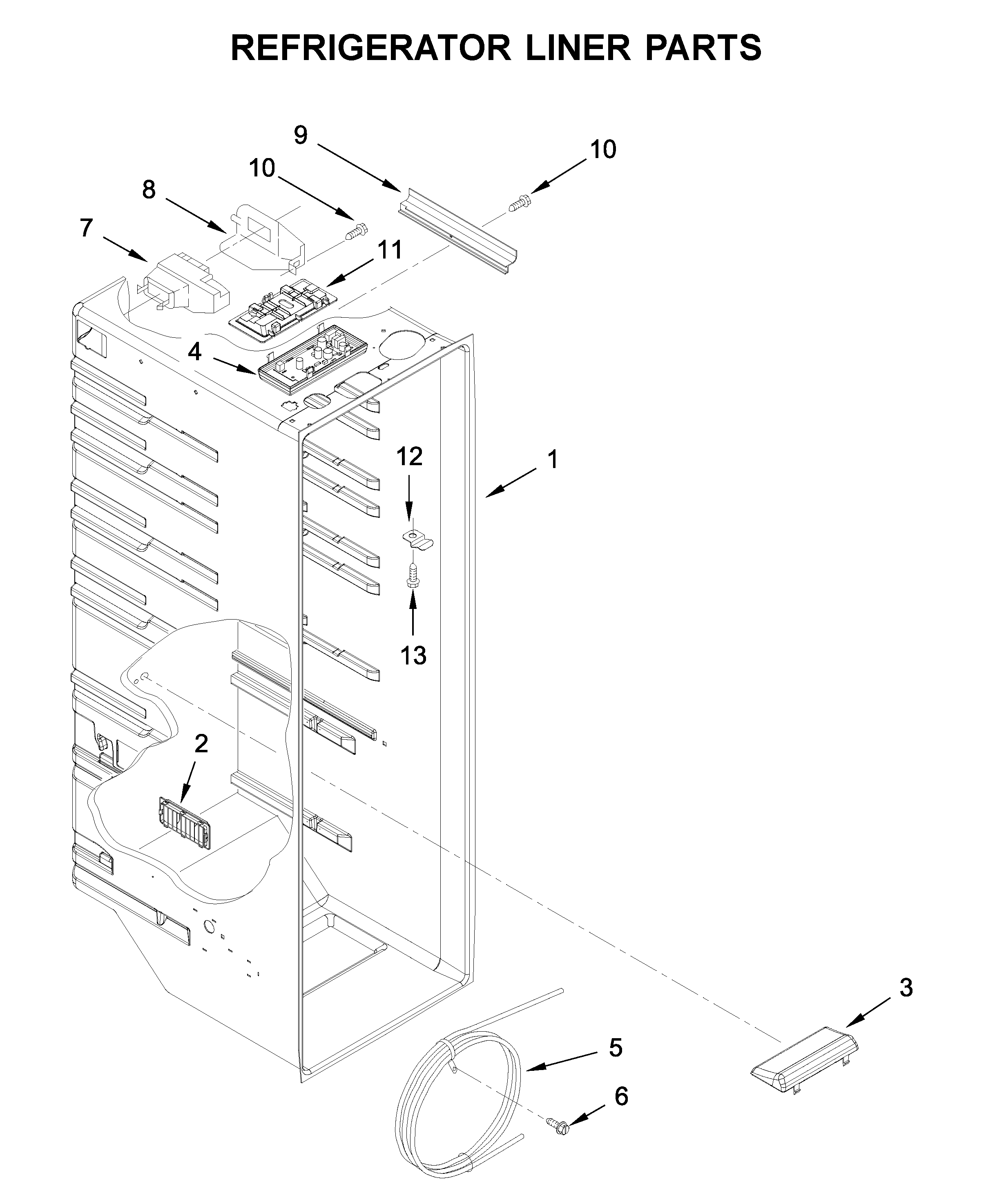 Whirlpool WRS335FDDW00 refrigerator liner parts diagram