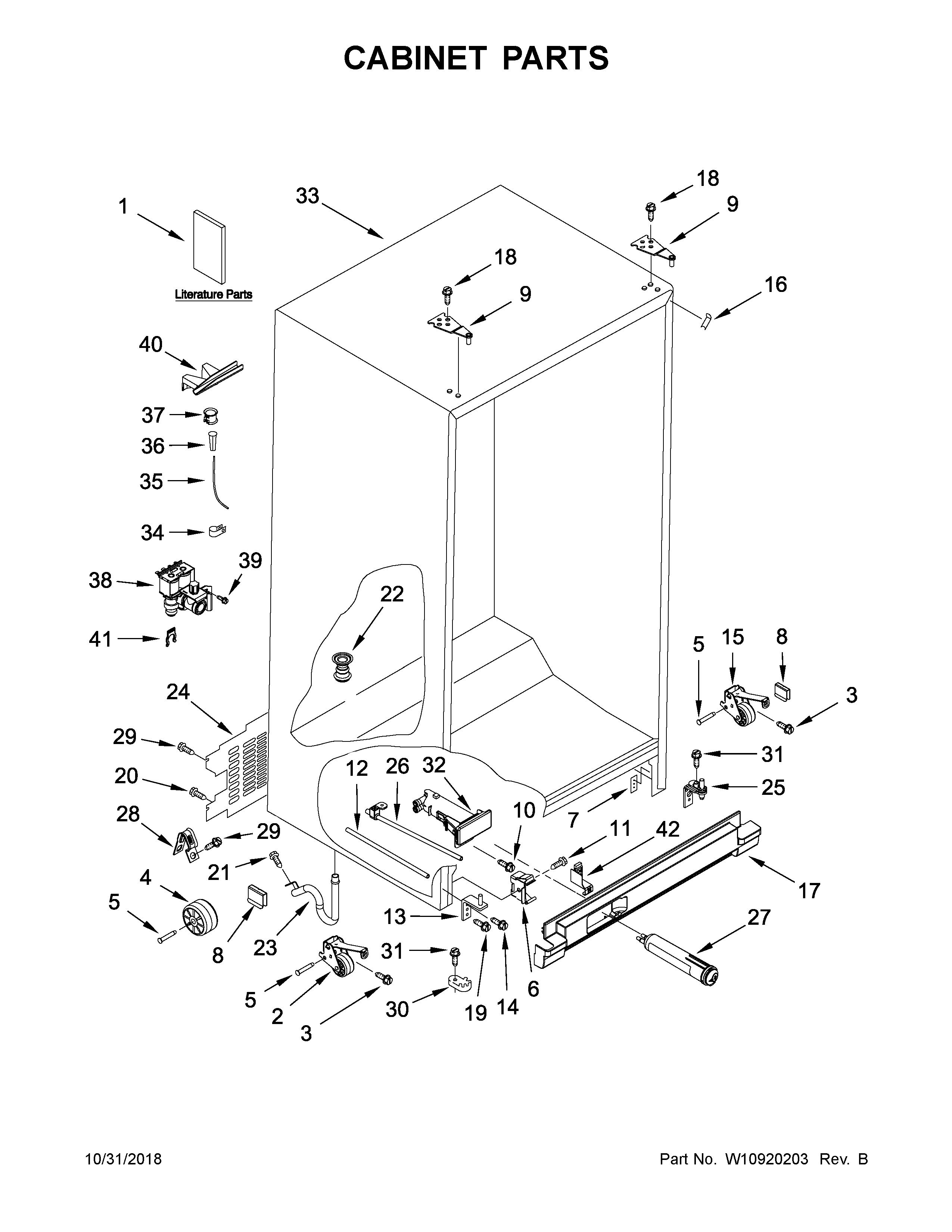Whirlpool WRS331FDDM01 cabinet parts diagram