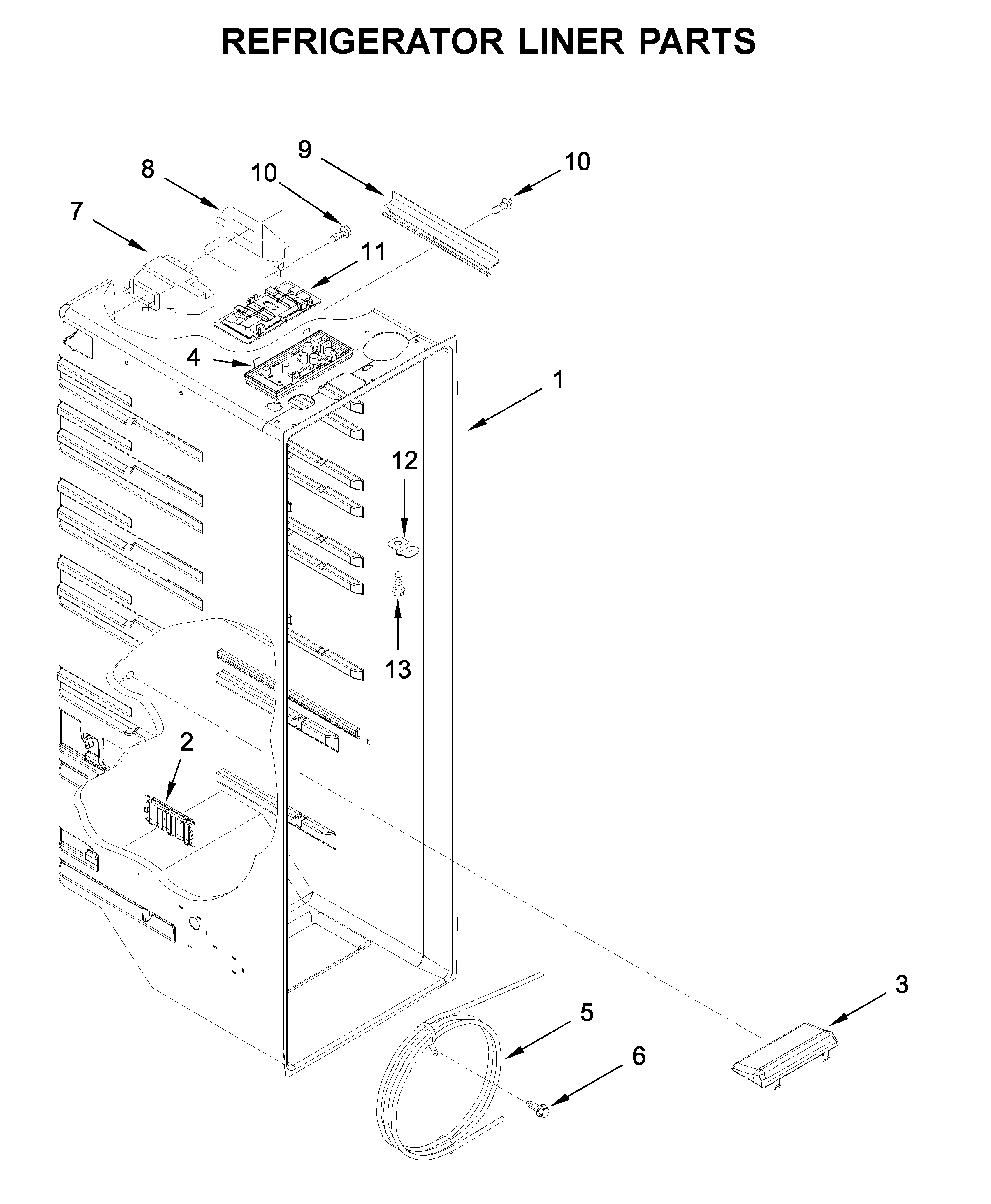 Whirlpool WRS331FDDM01 refrigerator liner parts diagram