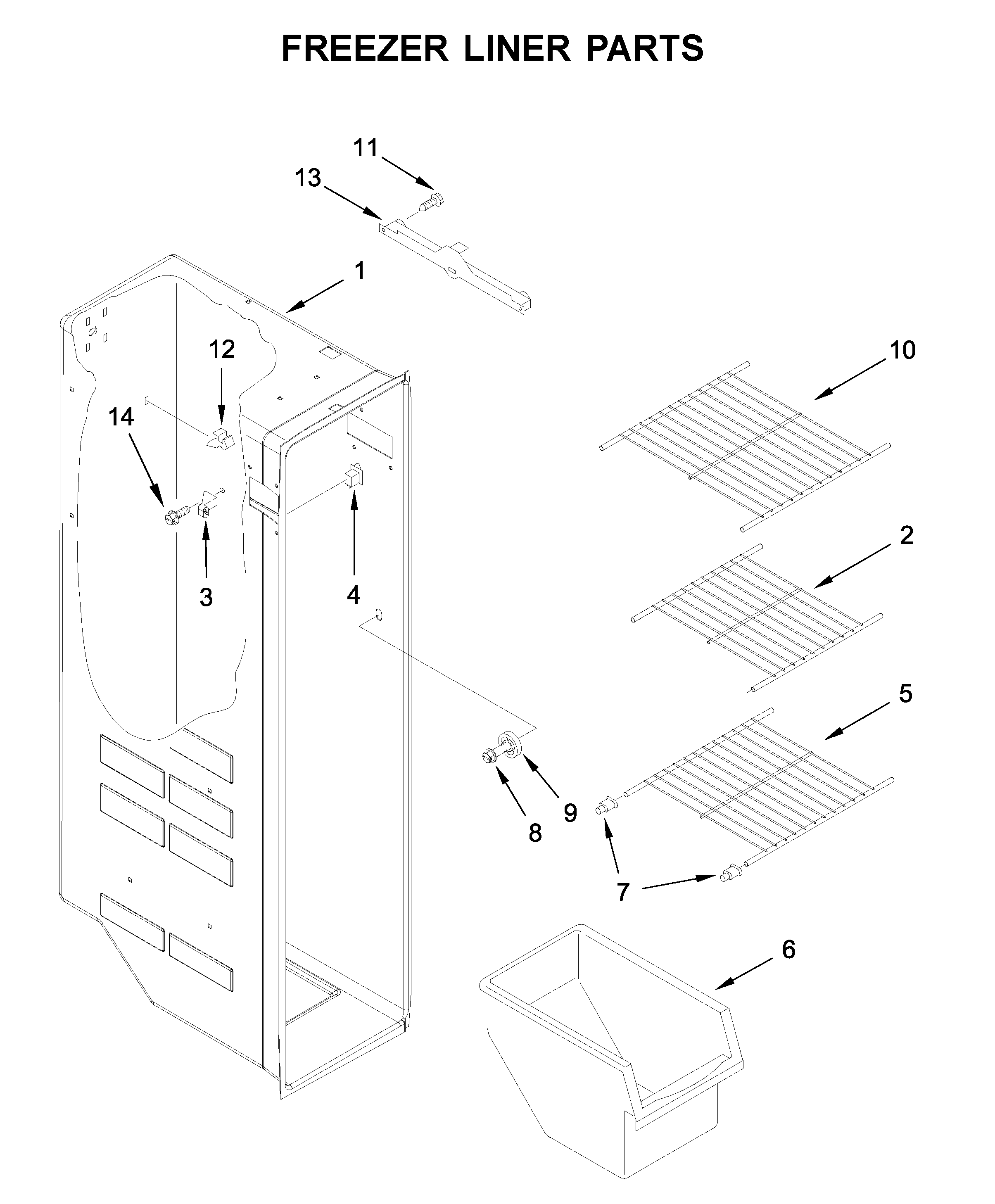 Whirlpool WRS331FDDM01 freezer liner parts diagram