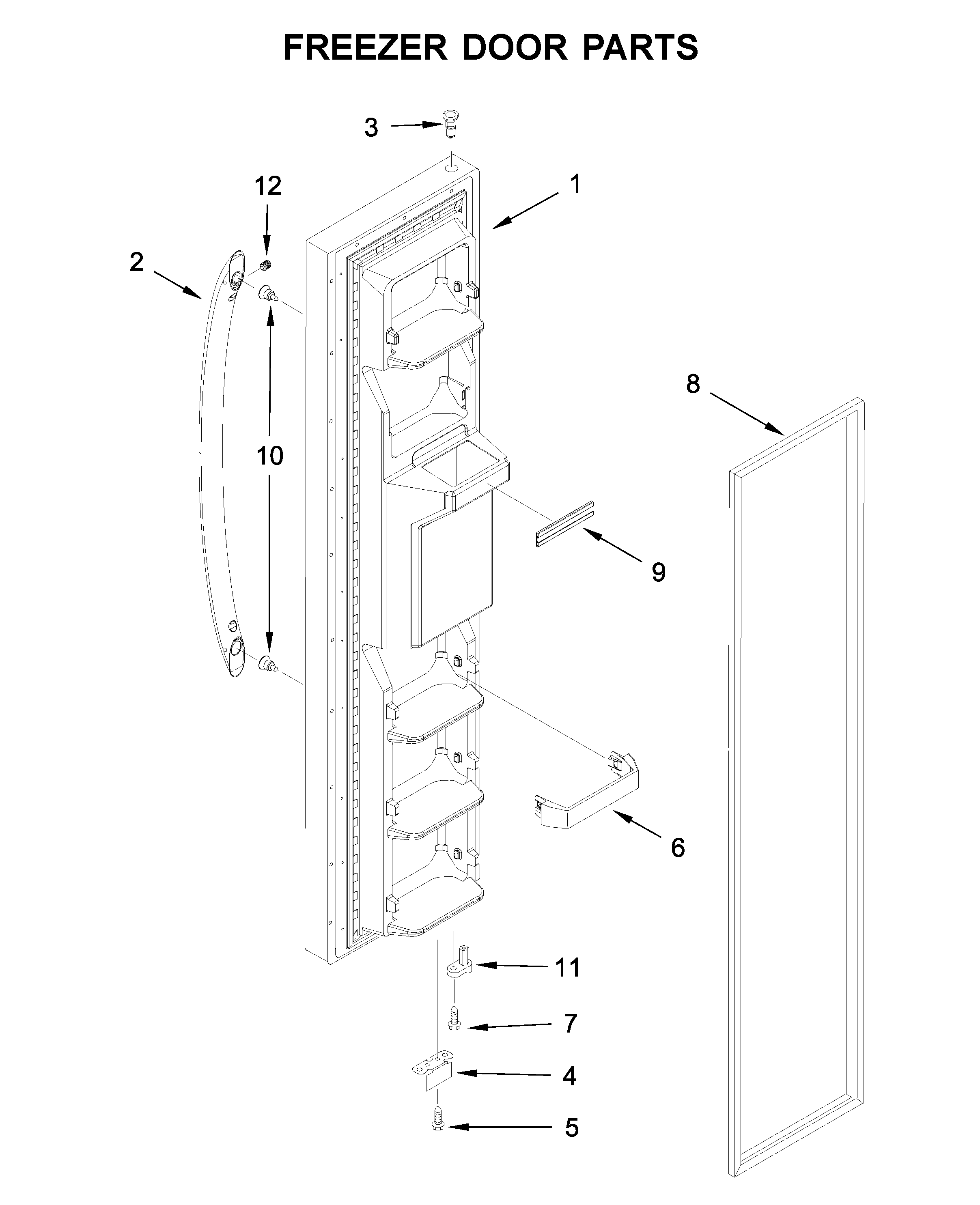 Whirlpool WRS331FDDM01 freezer door parts diagram