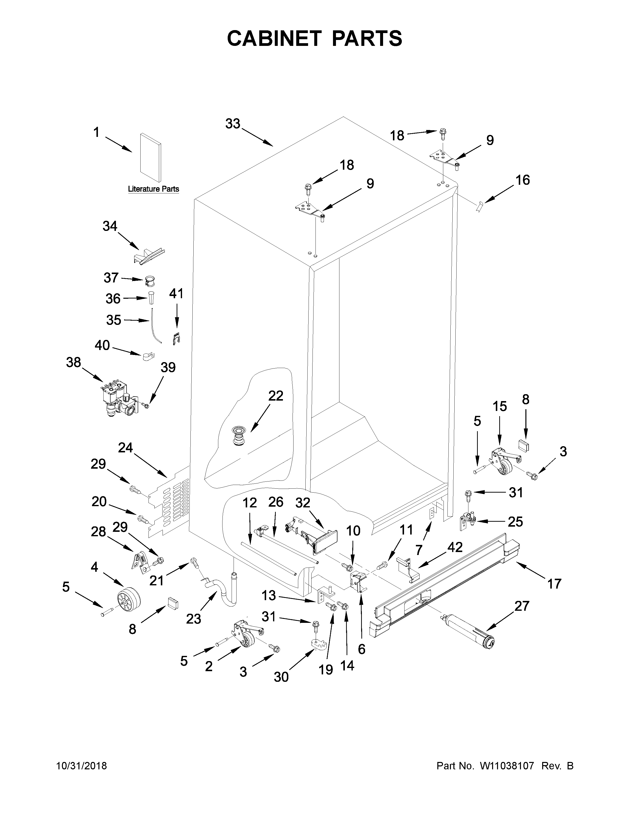 Whirlpool WRS331FDDB02 cabinet parts diagram
