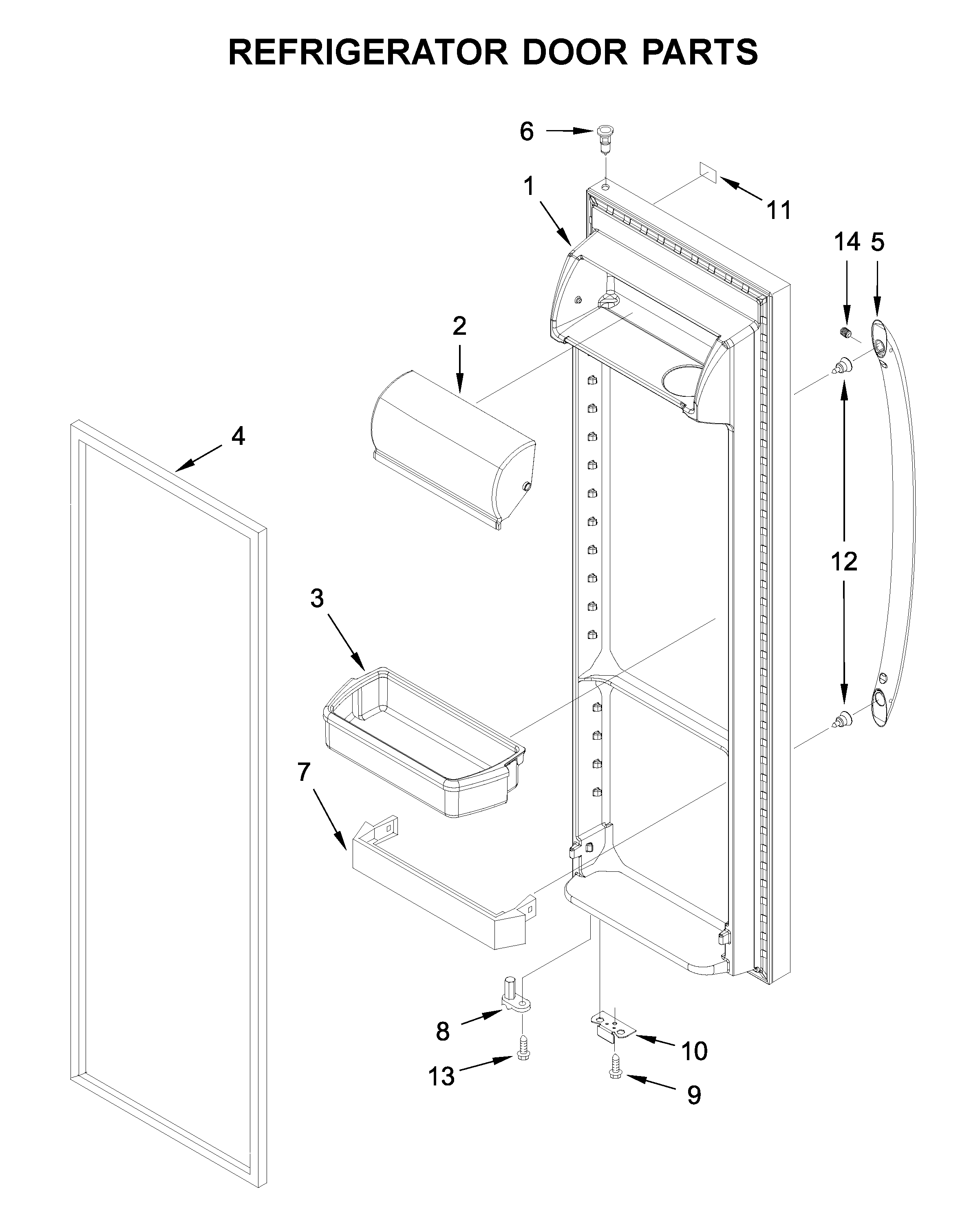 Whirlpool WRS331FDDB02 refrigerator door parts diagram