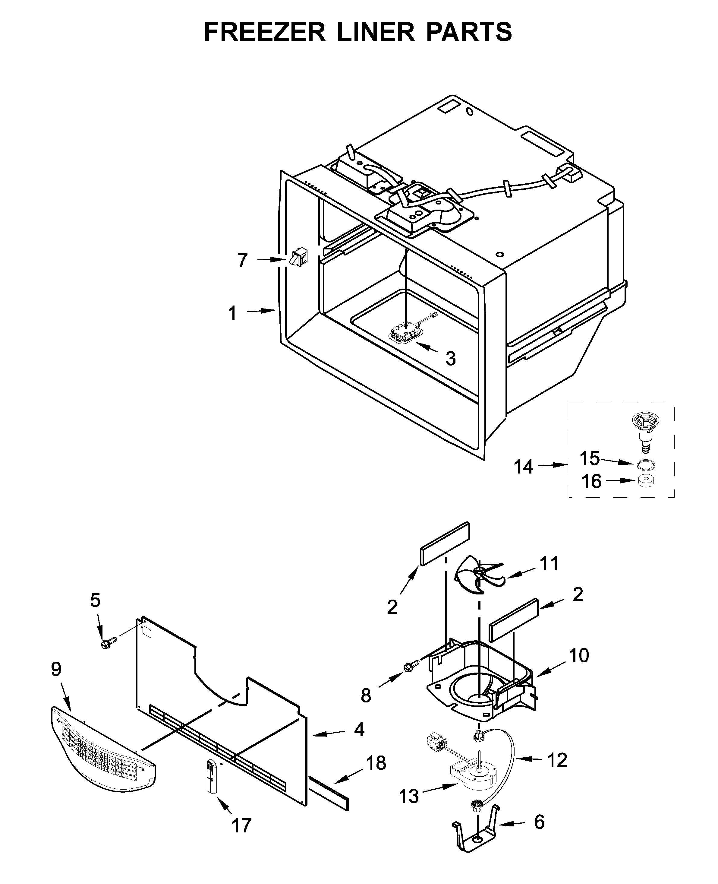 Maytag MFX2876DRH00 freezer liner parts diagram