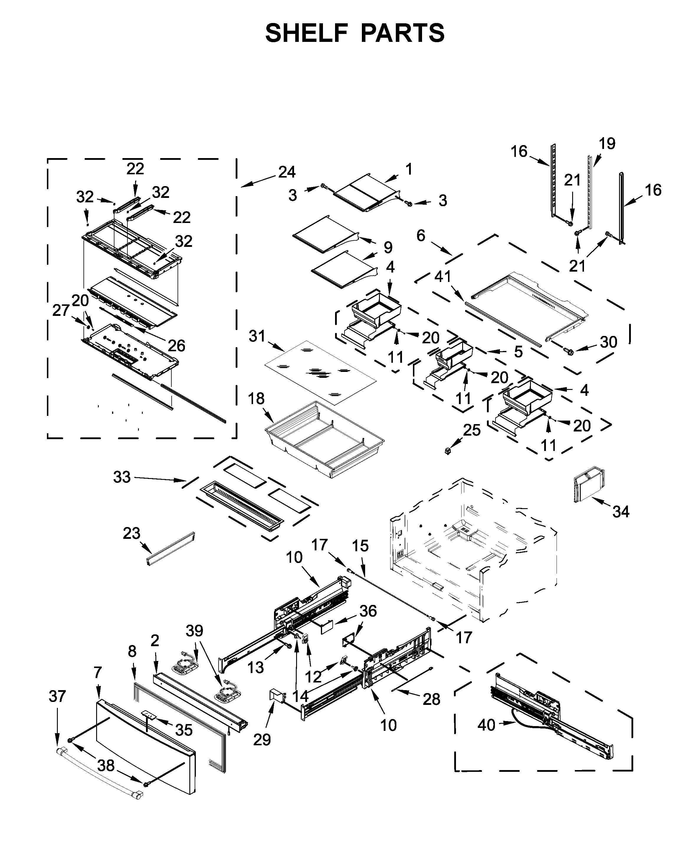 Maytag MFX2876DRH00 shelf parts diagram