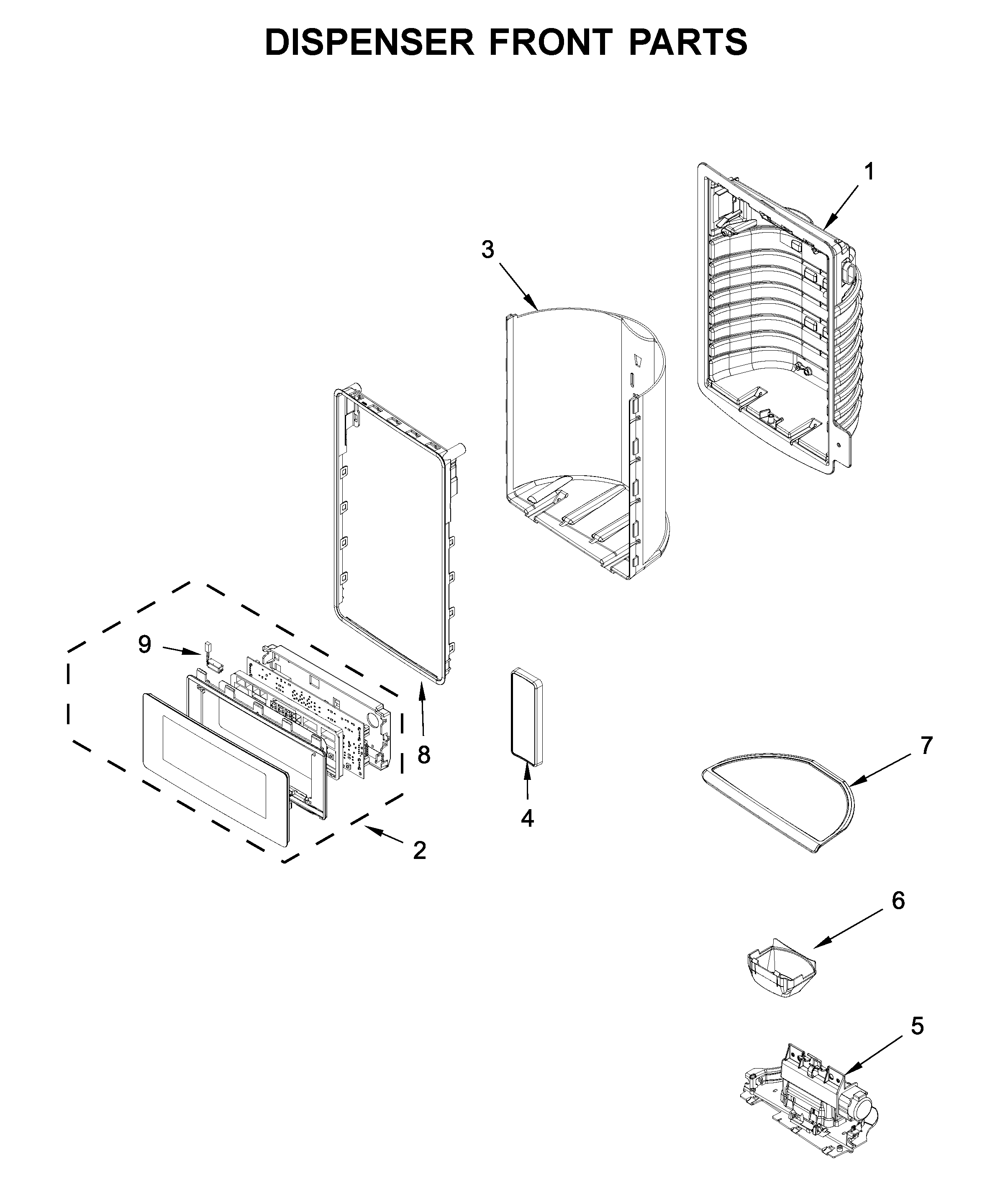 Maytag MFX2876DRH00 dispenser front parts diagram