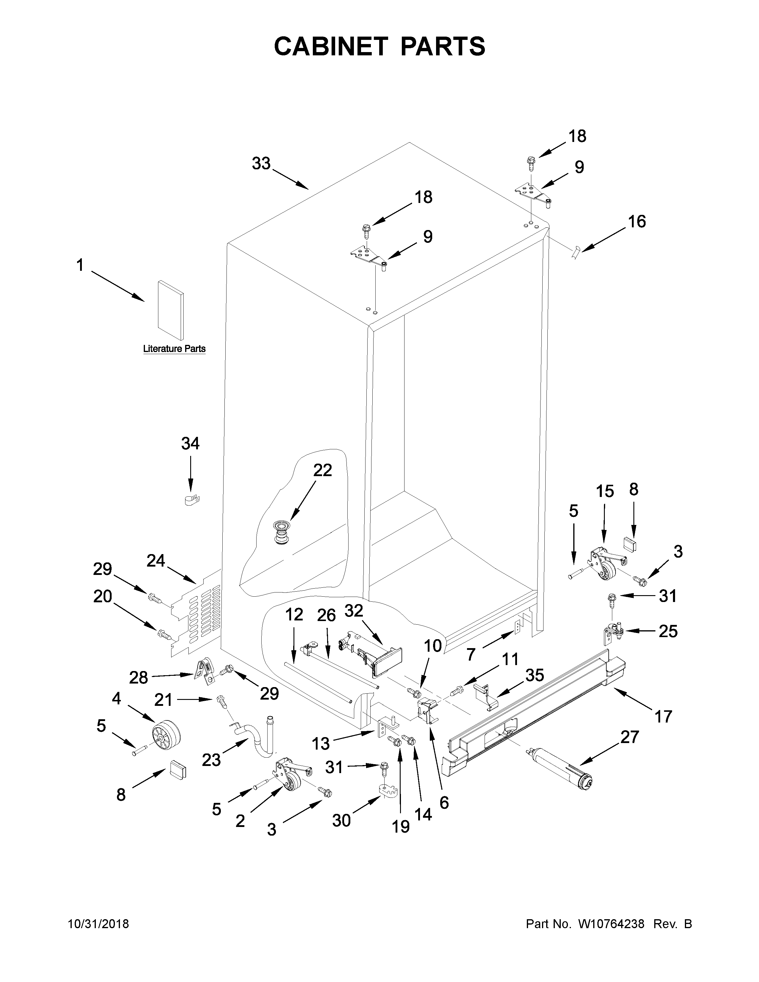 Whirlpool WRS331FDDM00 cabinet parts diagram