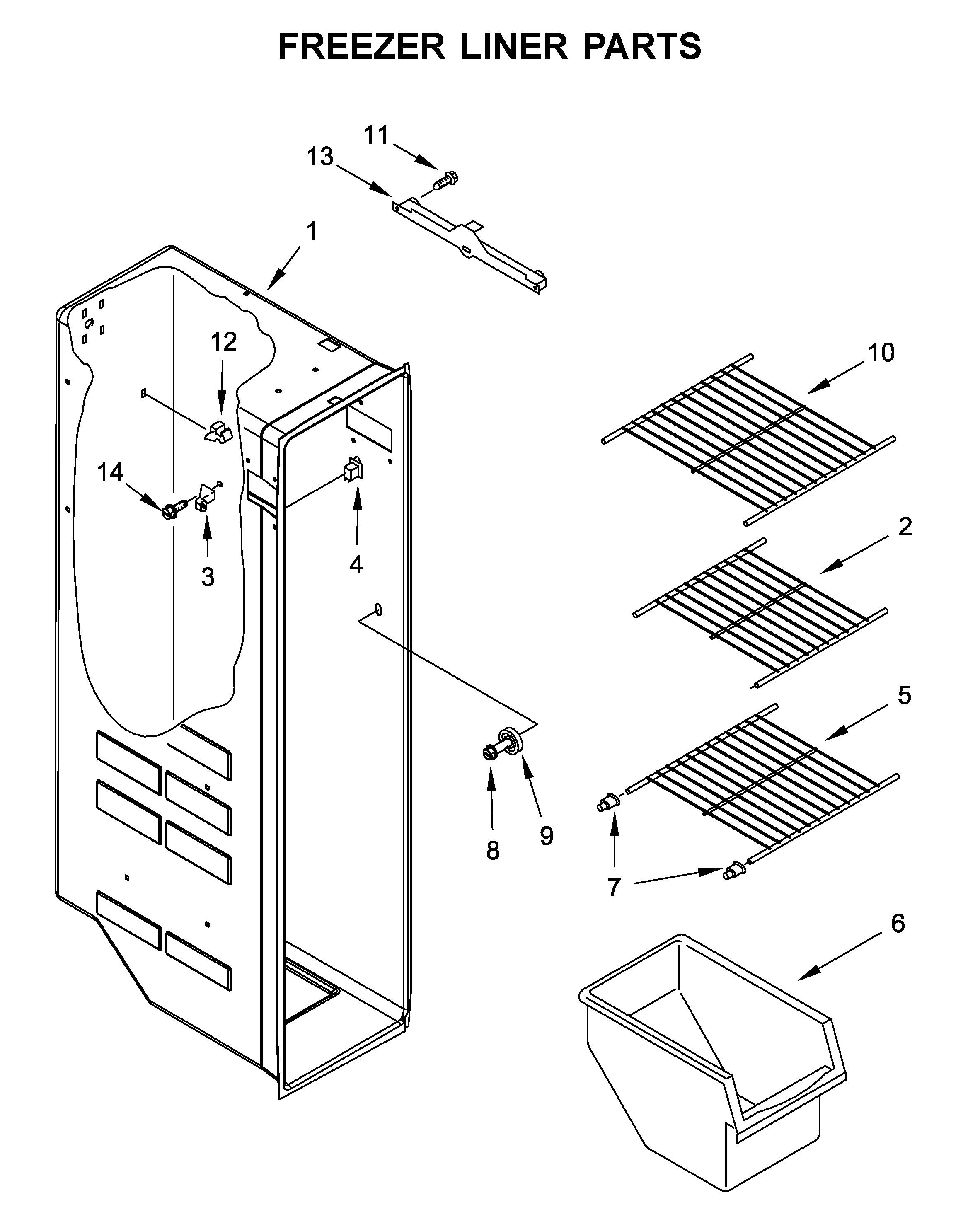 Whirlpool WRS331FDDM00 freezer liner parts diagram