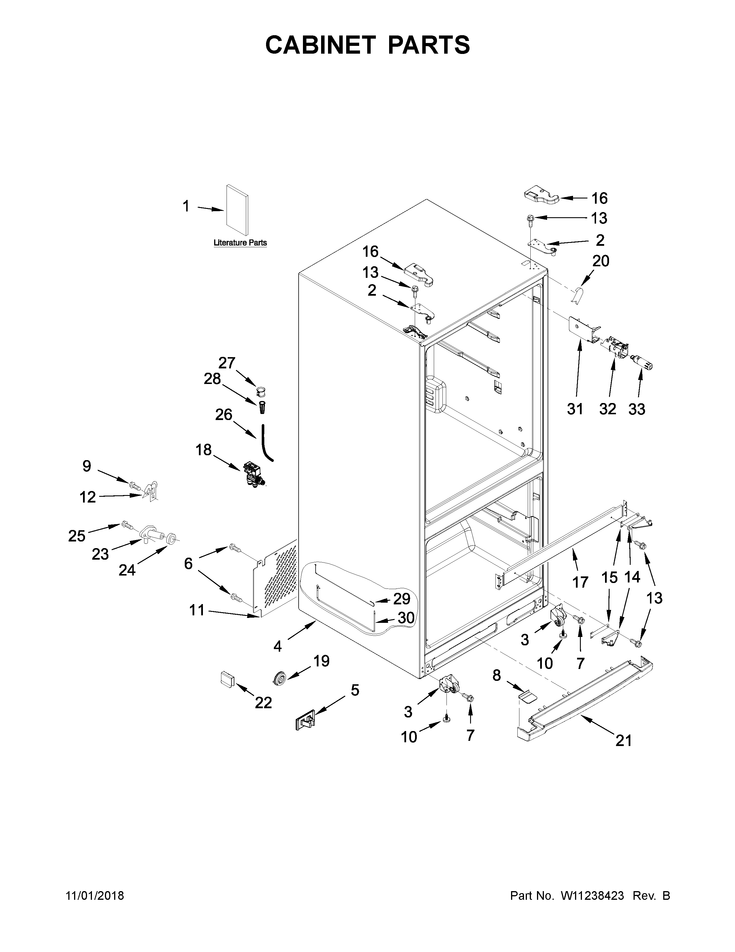 Whirlpool WRF560SMHW00 cabinet parts diagram