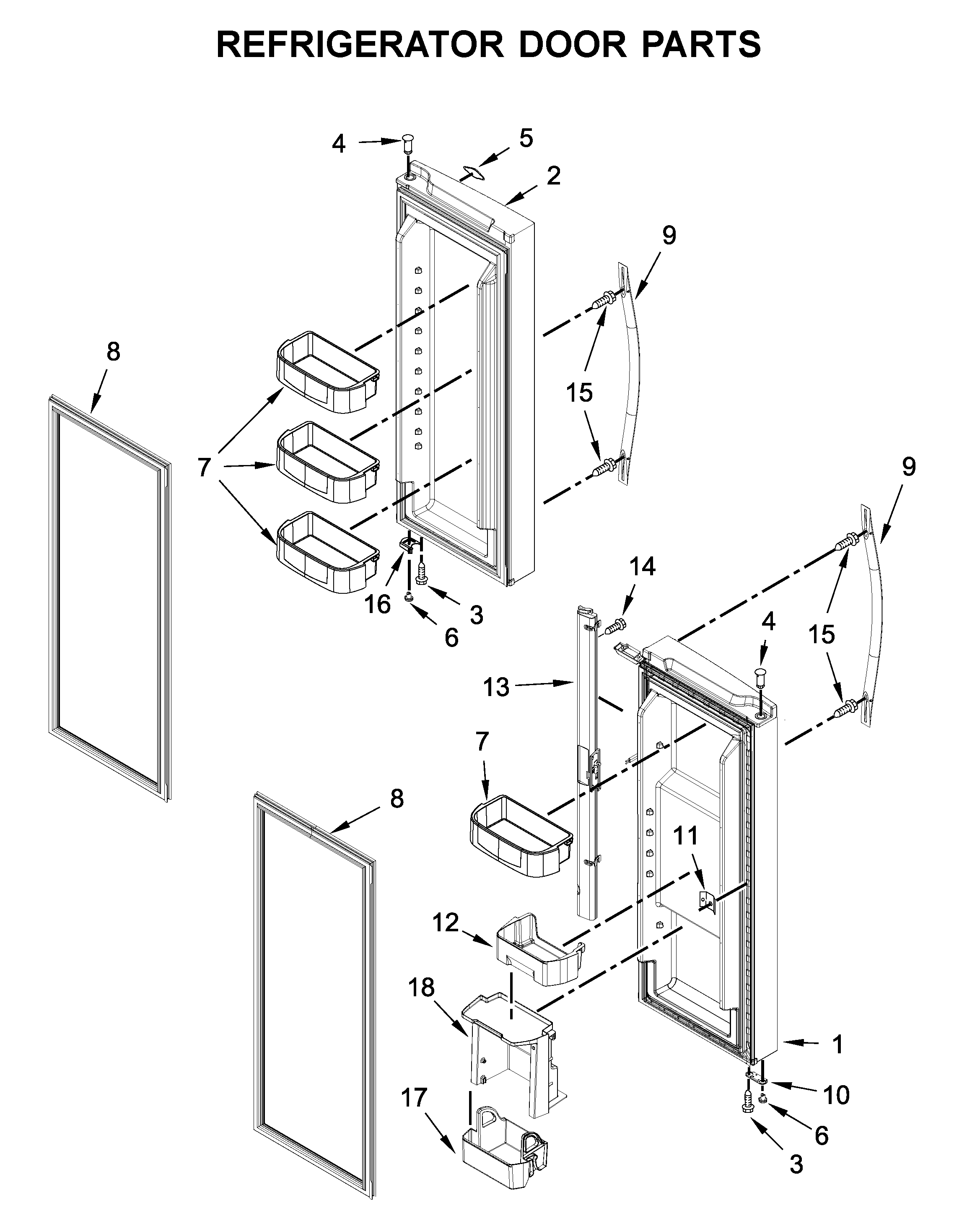 Whirlpool WRF560SMHW00 refrigerator door parts diagram