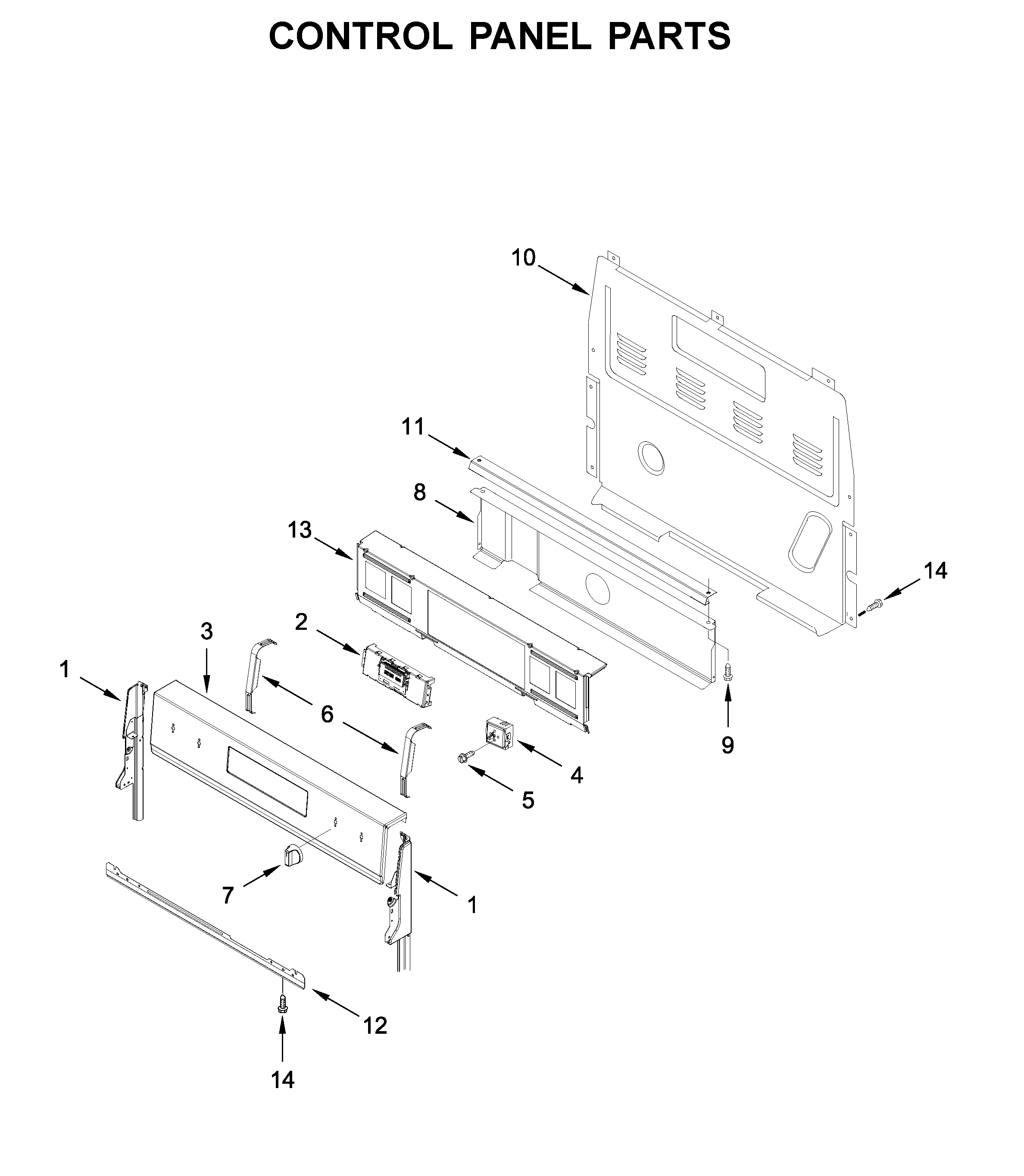 Whirlpool WFE550S0HB1 control panel parts diagram