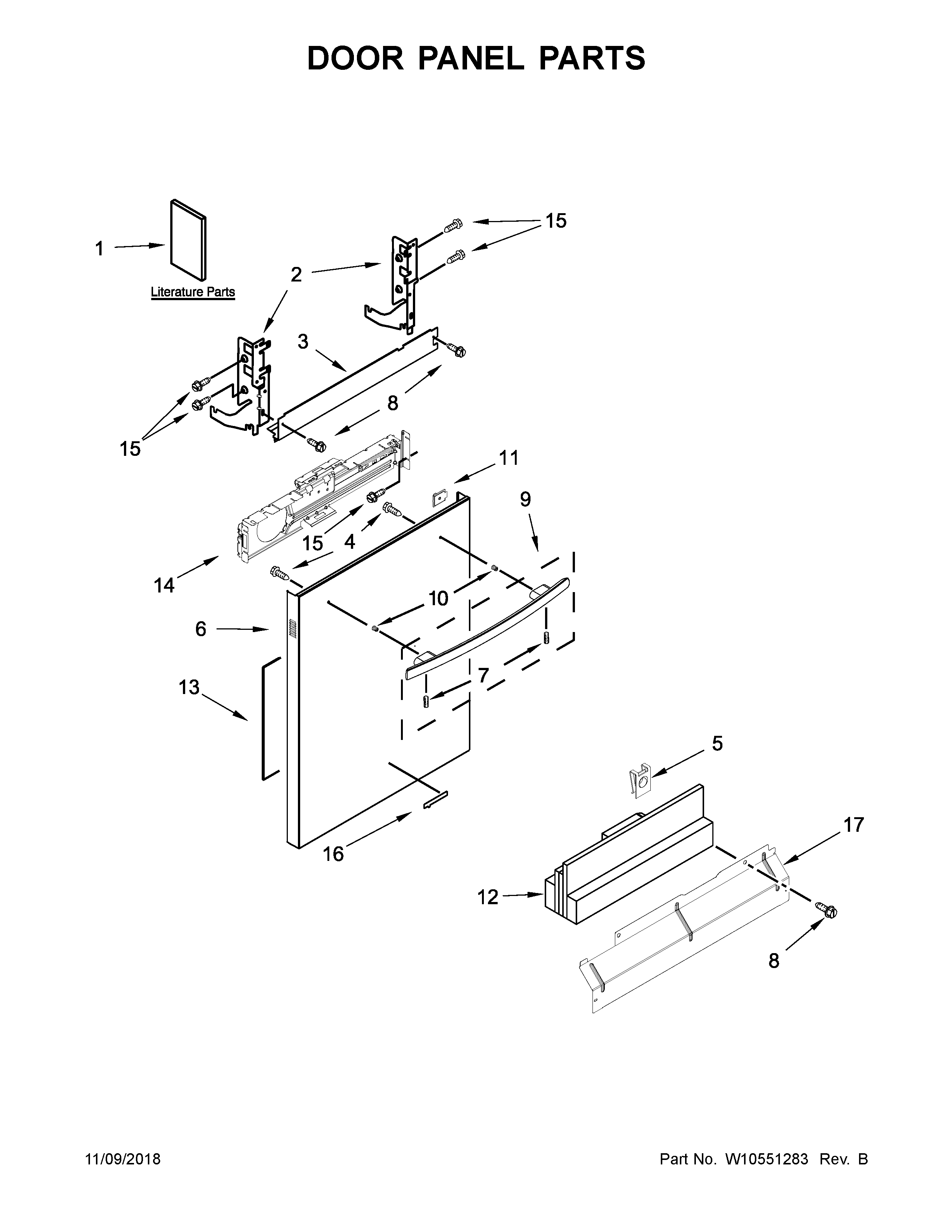 Jenn-Air JDB8700AWS1 door panel parts diagram