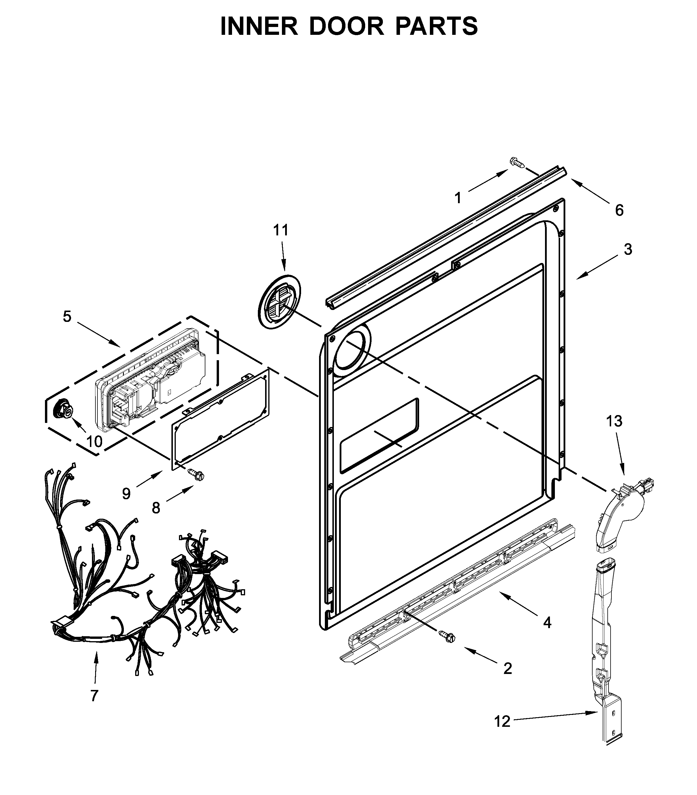 Jenn-Air JDB8700AWS1 inner door parts diagram