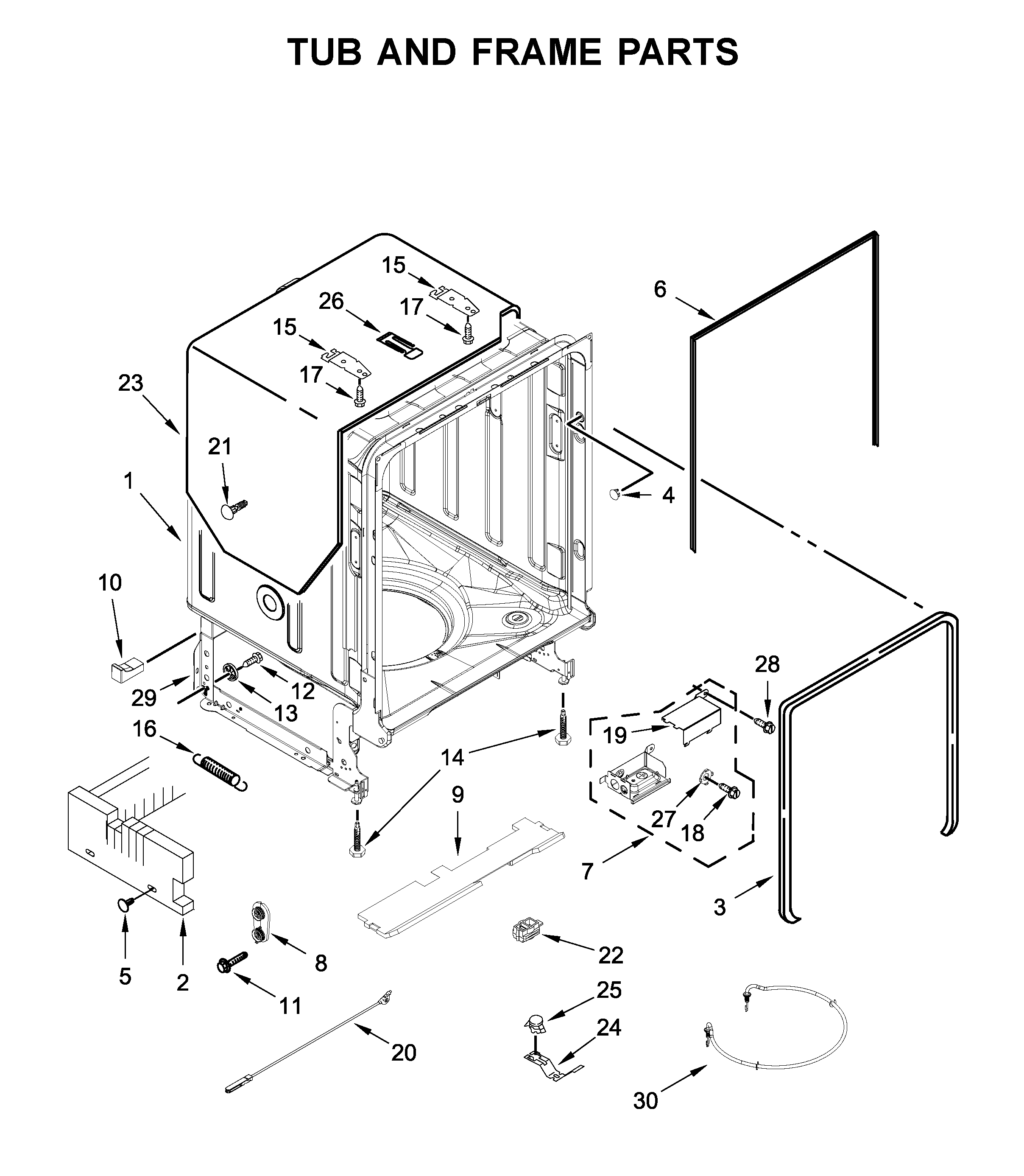 Maytag MDB8979SFZ2 tub and frame parts diagram