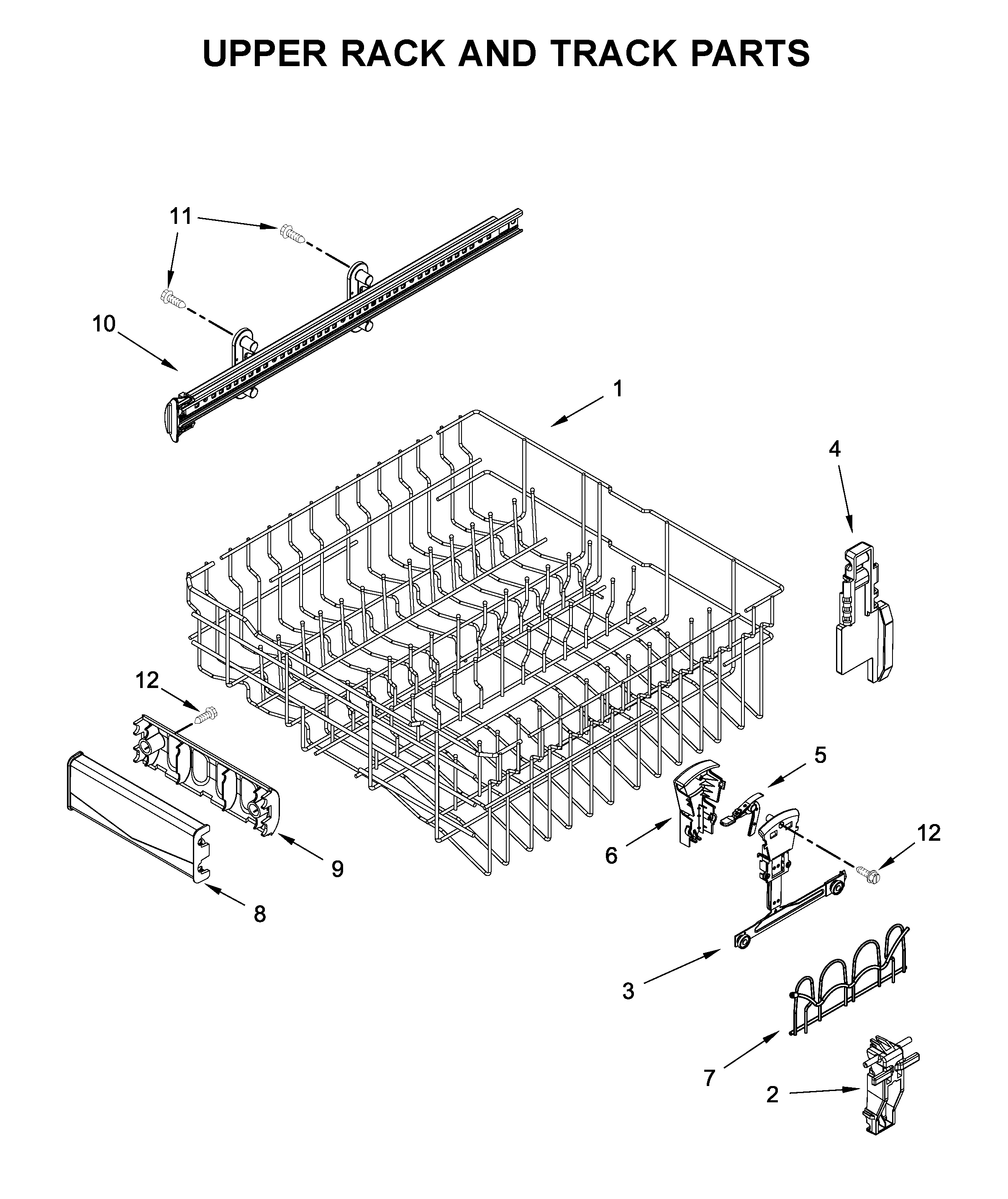 Maytag MDB8979SFZ2 upper rack and track parts diagram