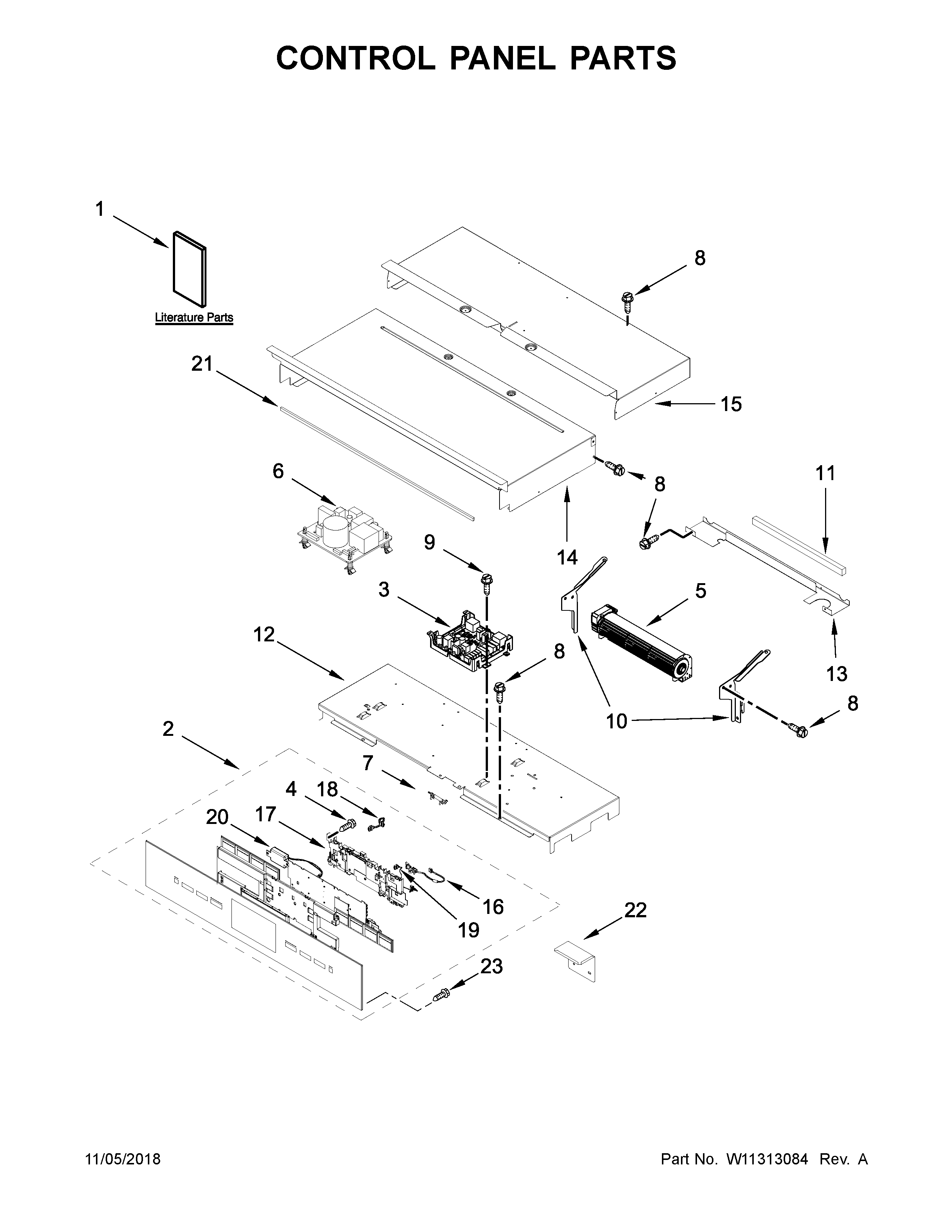 Jenn-Air JJW3430DB03 control panel parts diagram