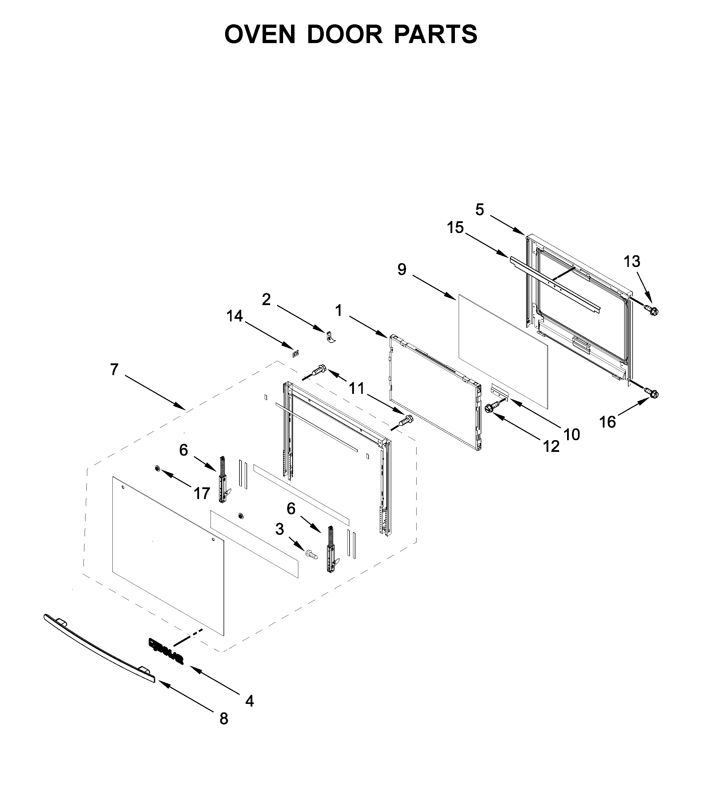 Jenn-Air JJW3430DB03 oven door parts diagram