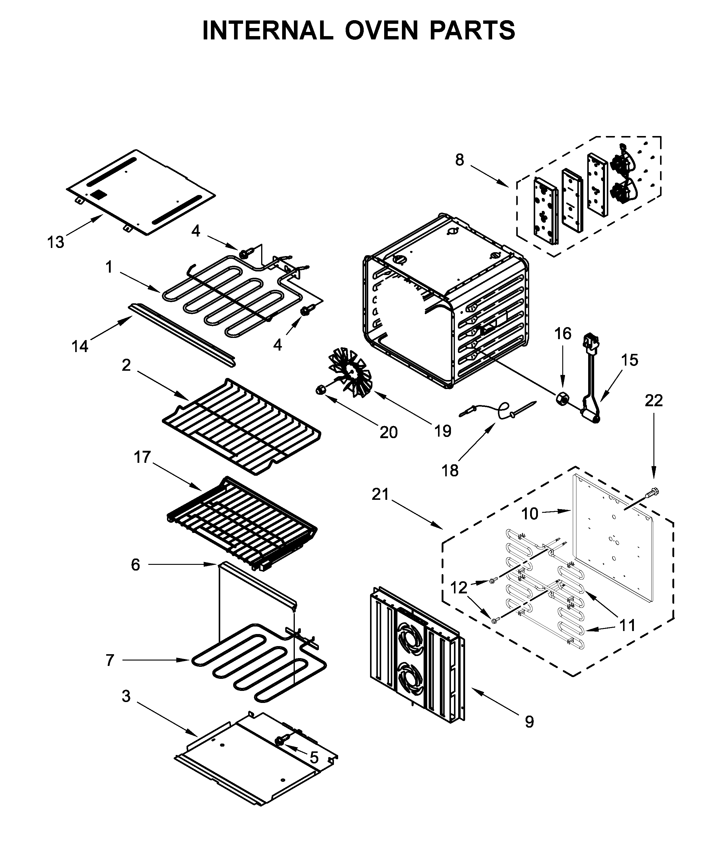 Jenn-Air JJW3430DB03 internal oven parts diagram