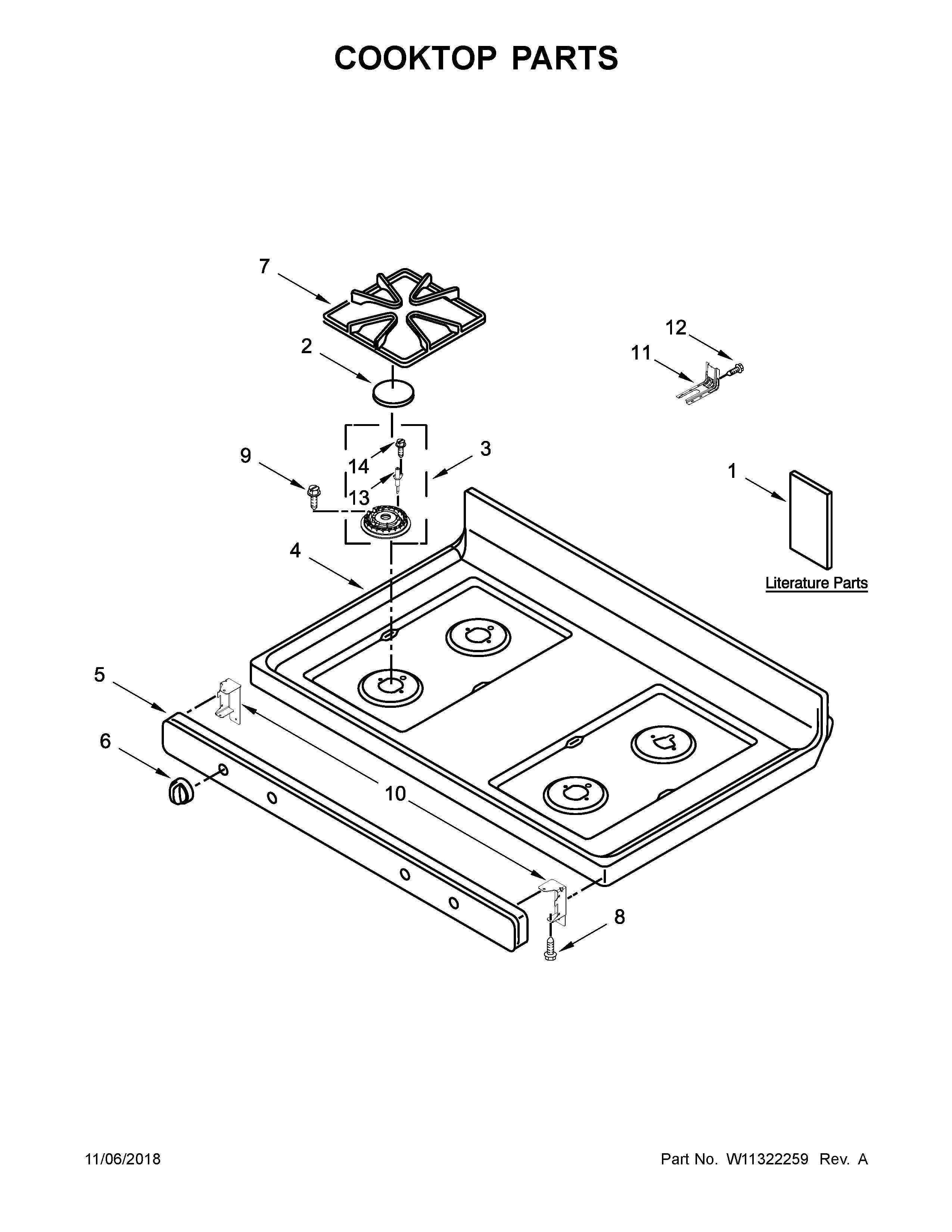 Amana AGR6603SFB2 cooktop parts diagram