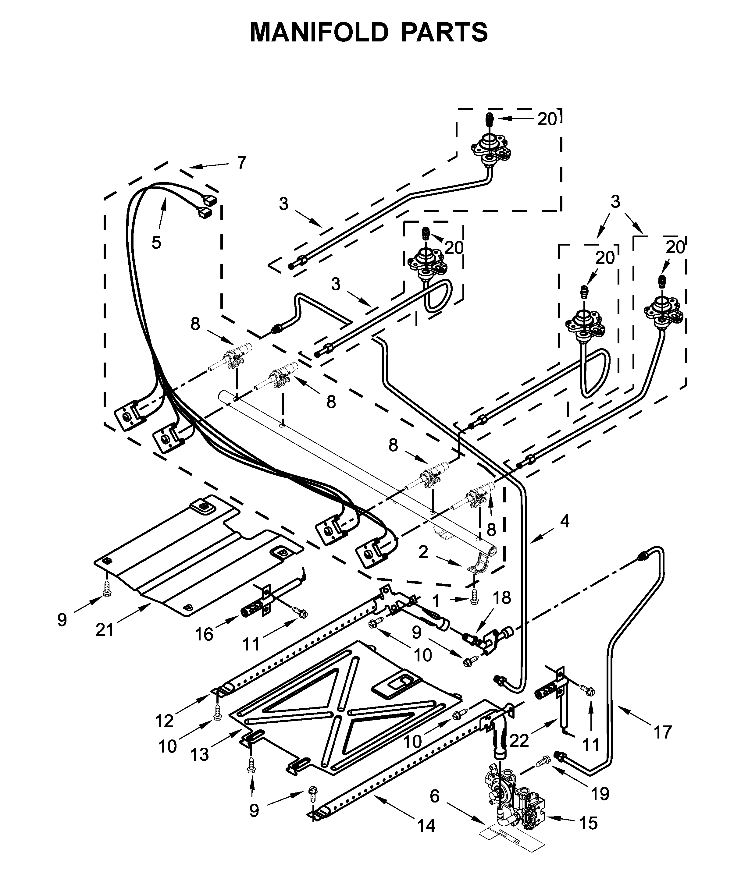 Amana AGR6603SFB2 manifold parts diagram