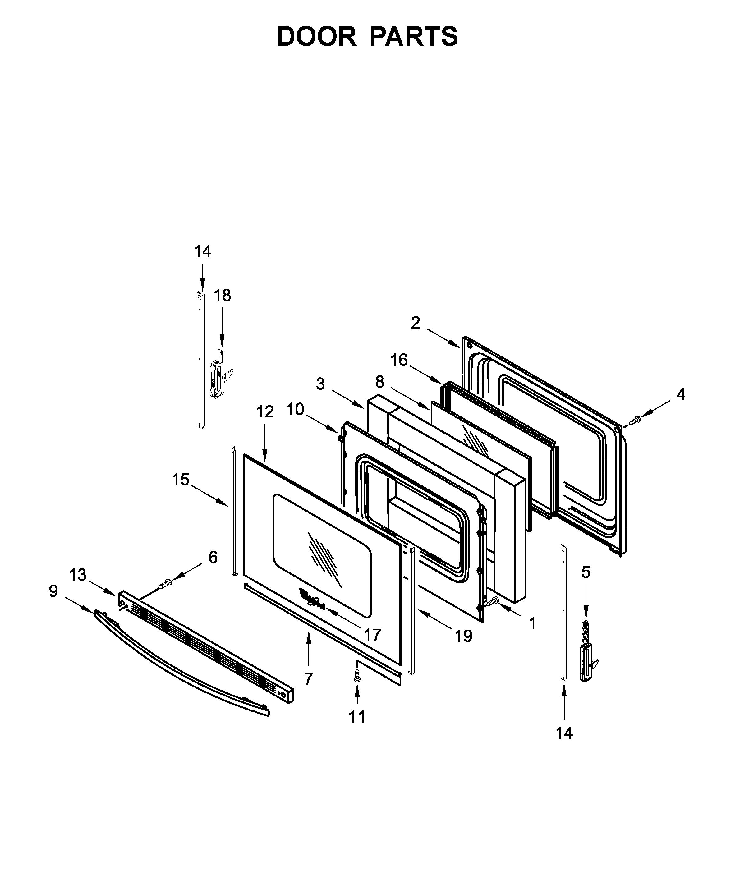 Whirlpool WEC310S0FB3 door parts diagram