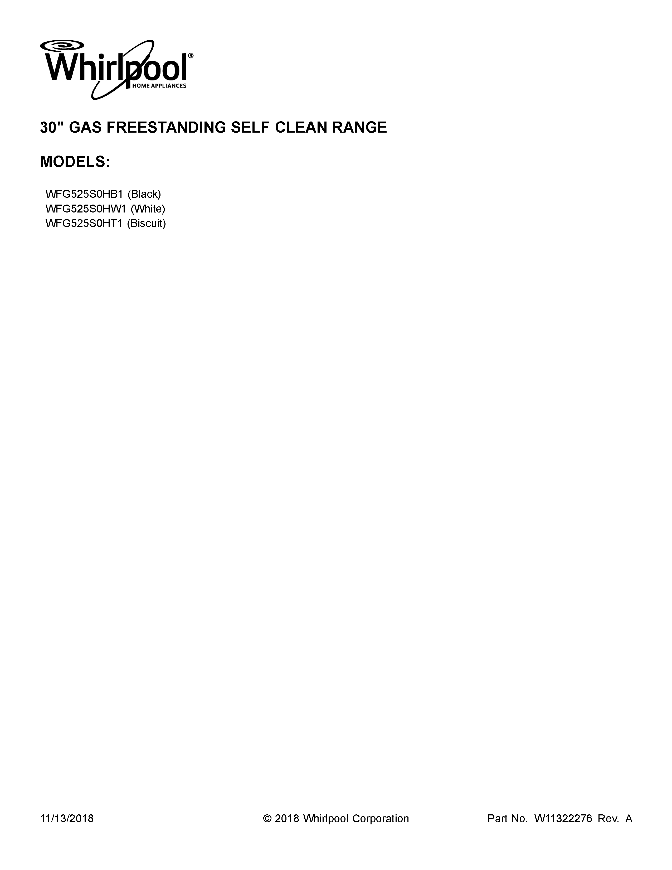 Whirlpool WFG525S0HT1 cover sheet diagram
