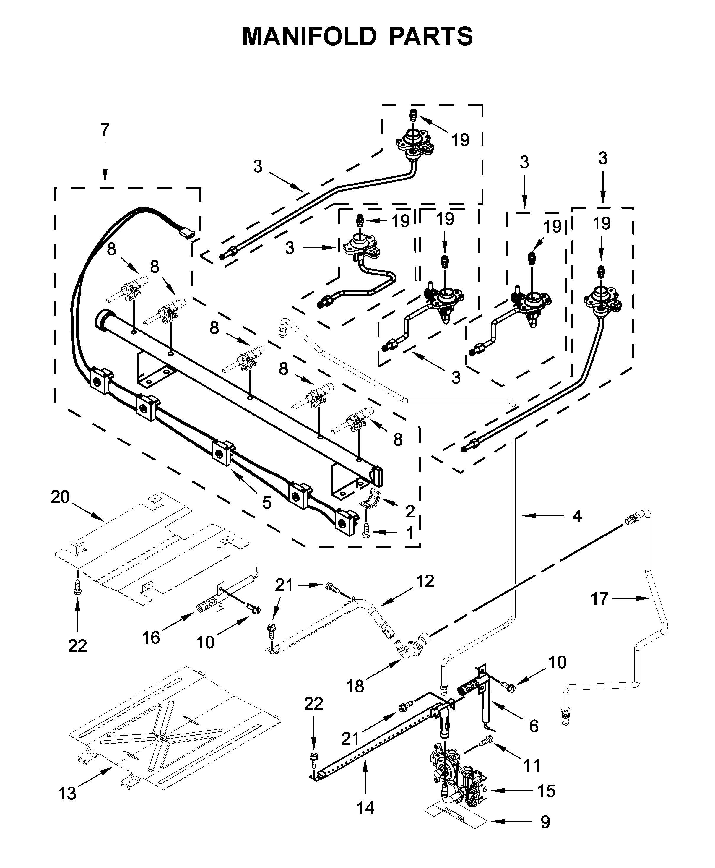 Whirlpool WFG525S0HT1 manifold parts diagram